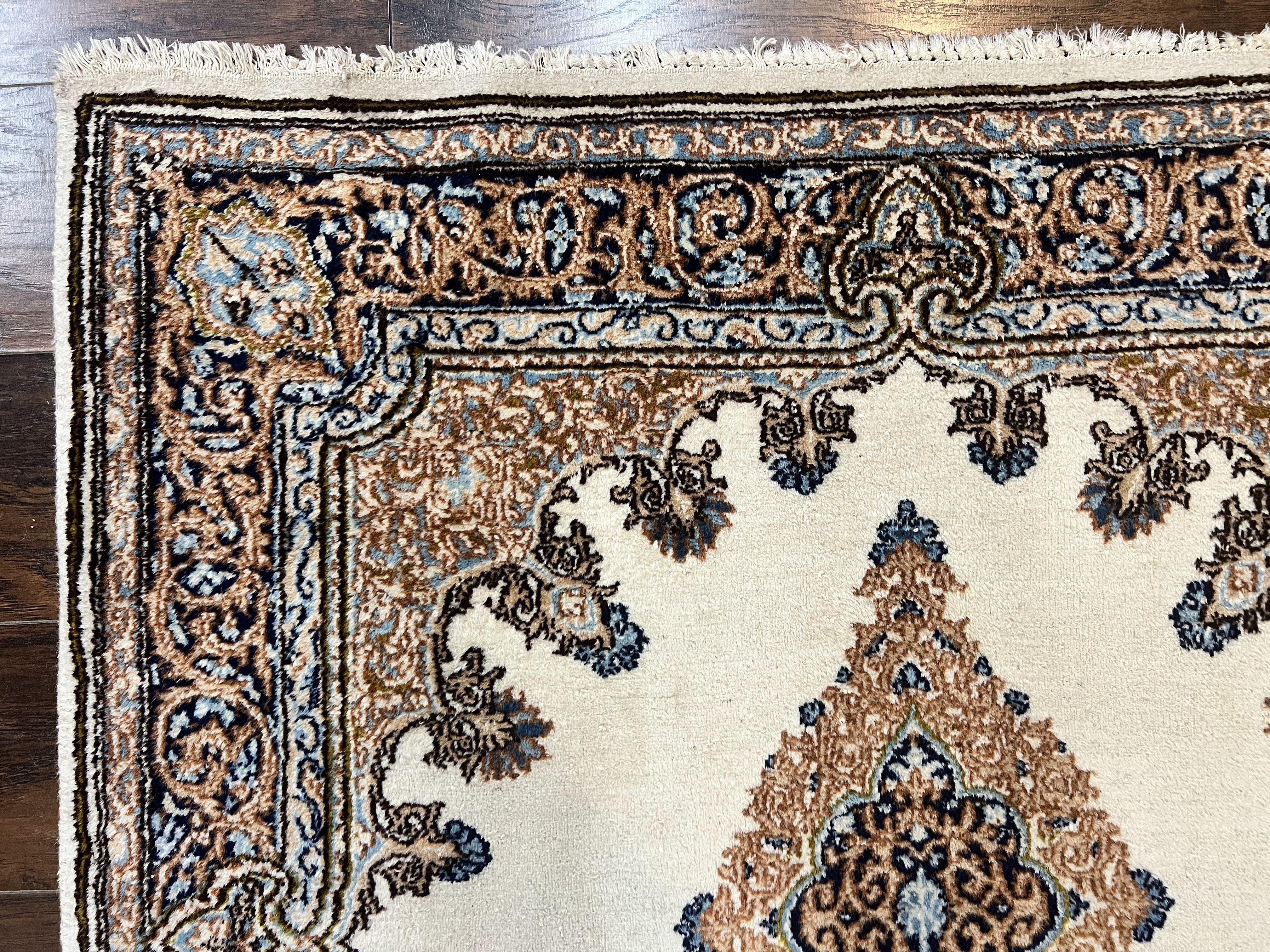 Square Persian Kirman Rug 4x4, Semi Open Field, Handmade - Jewel Rugs