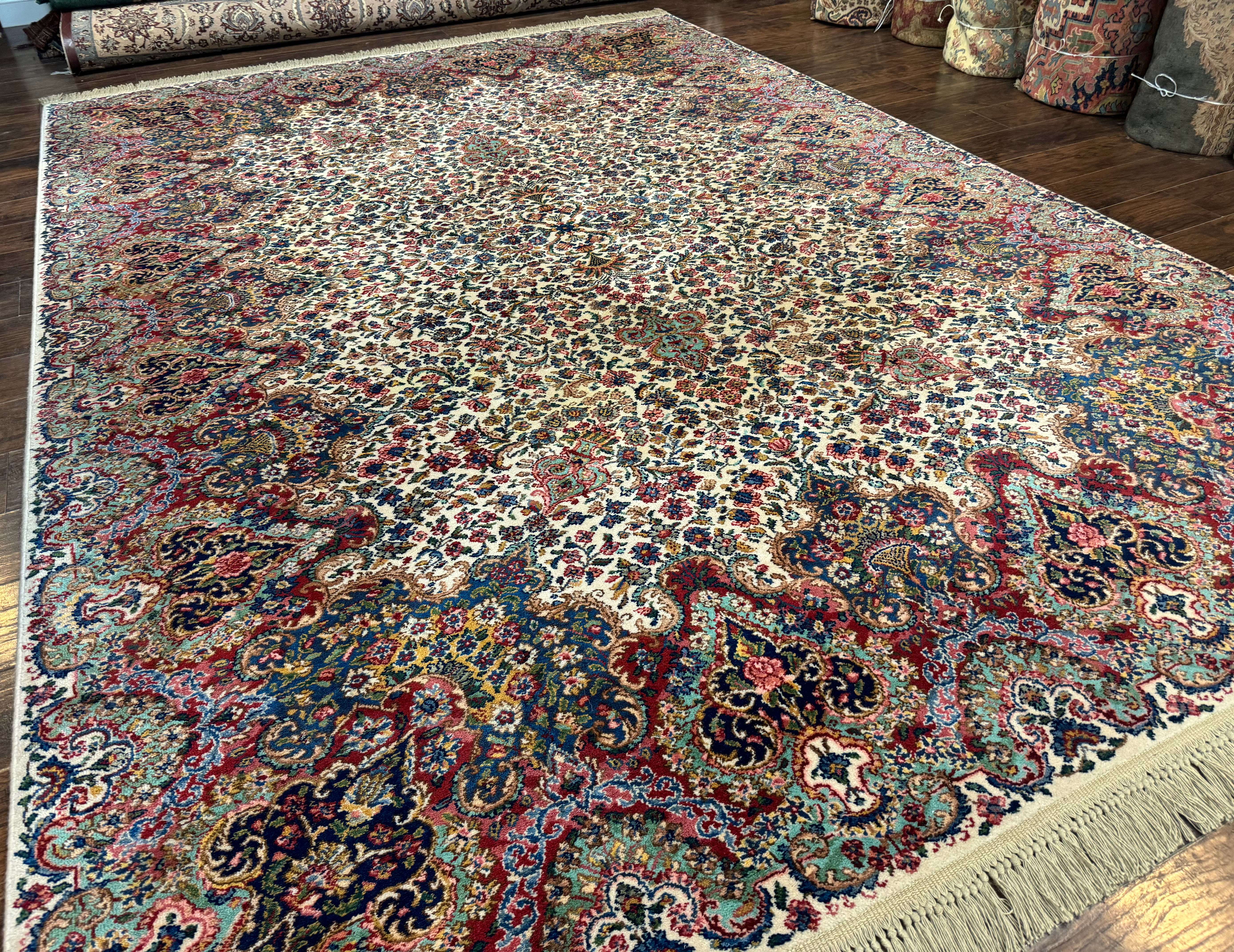 Karastan Rug #742 Floral Kirman 8.8 x 12, Wool Pile, Vintage Original Series, Rare - Jewel Rugs