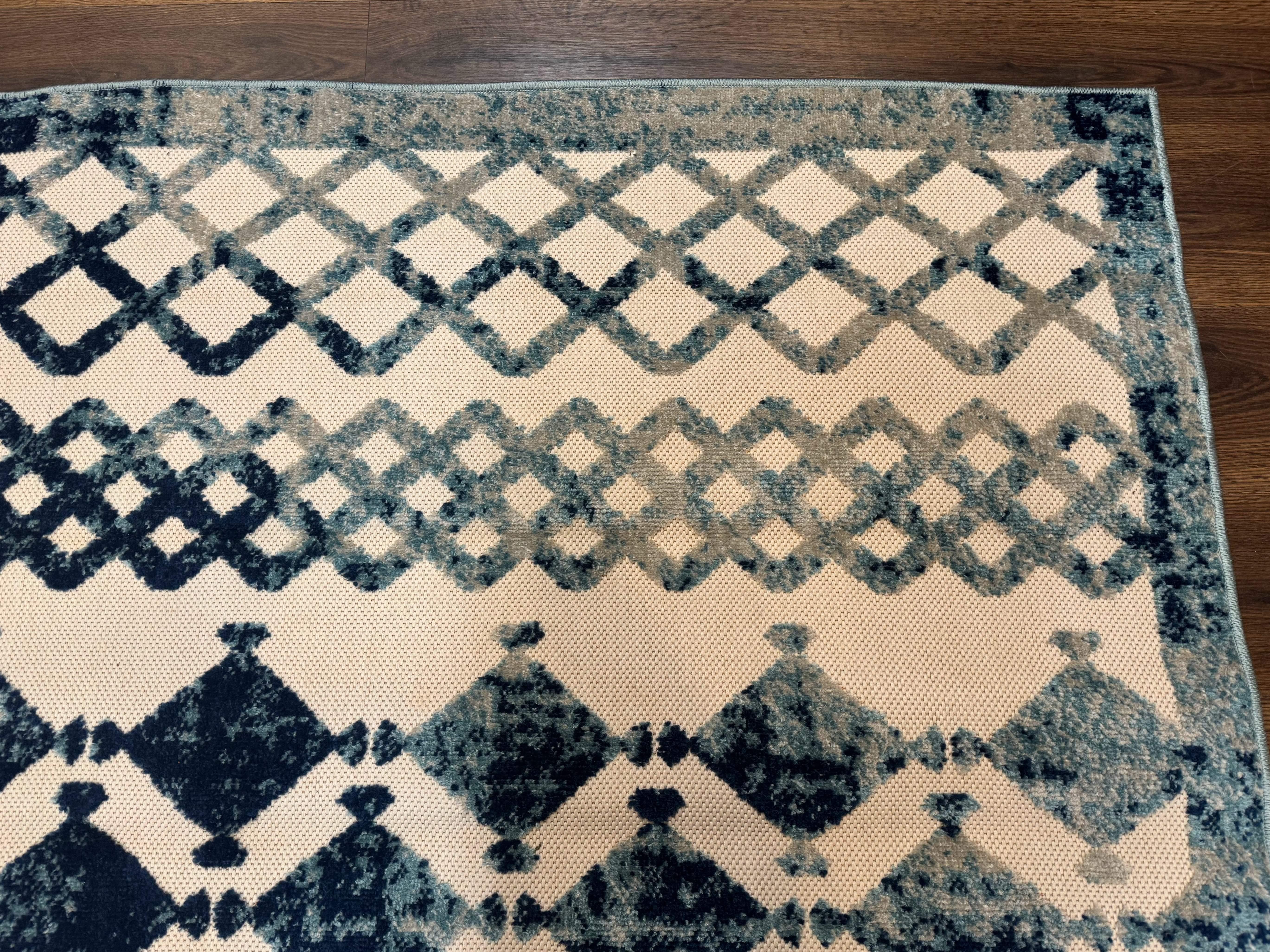 Modern Rug 8x10, Abstract Rug, Oat and Blue, Raised Pattern, Modway Rug Collection - Jewel Rugs