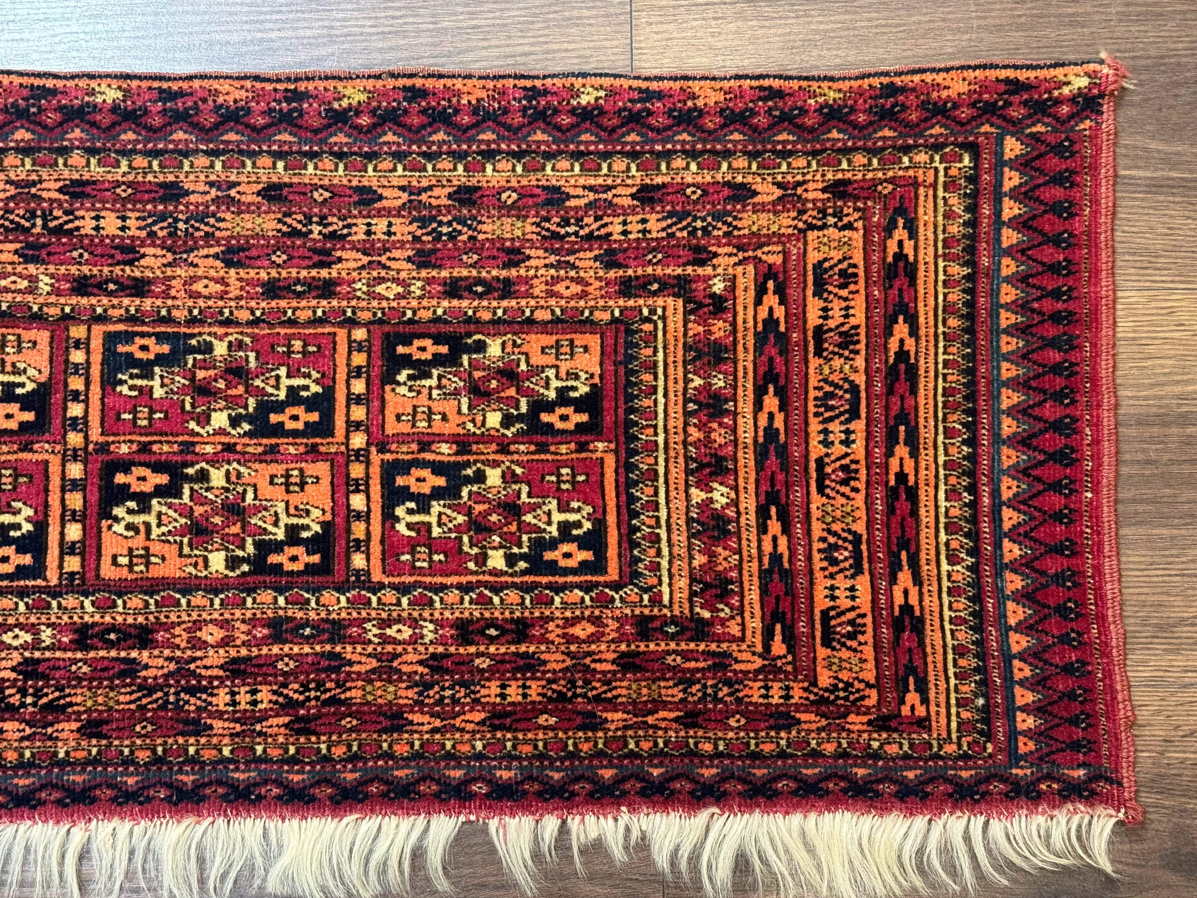 Antique Persian Turkoman Mafresh Rug 1x4, Wool, Tribal Collectible - Jewel Rugs