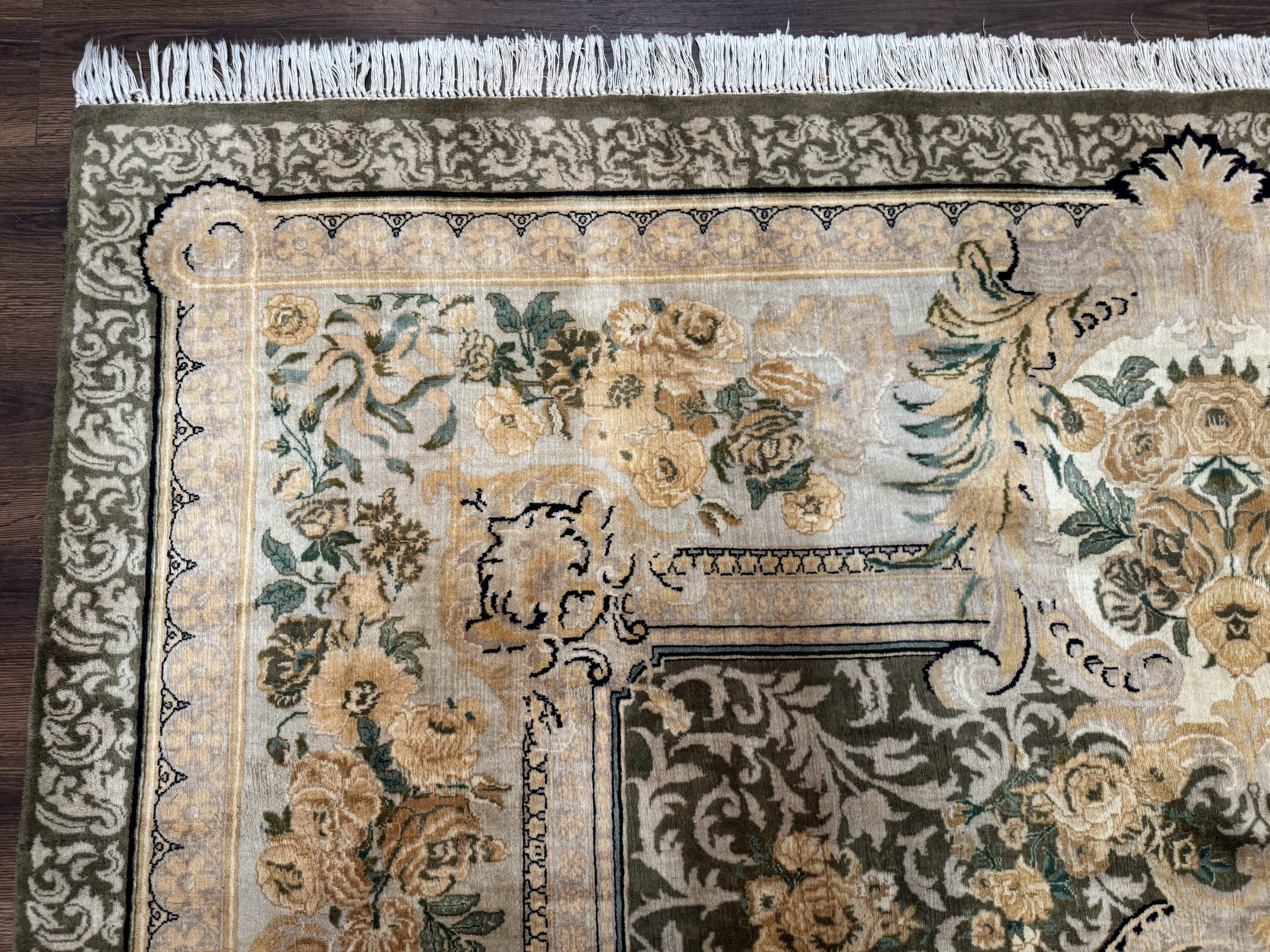 Aubusson Rug 8x10, Very Fine 225 KPSI, Floral, French European Design, Pakistani Carpet - Jewel Rugs