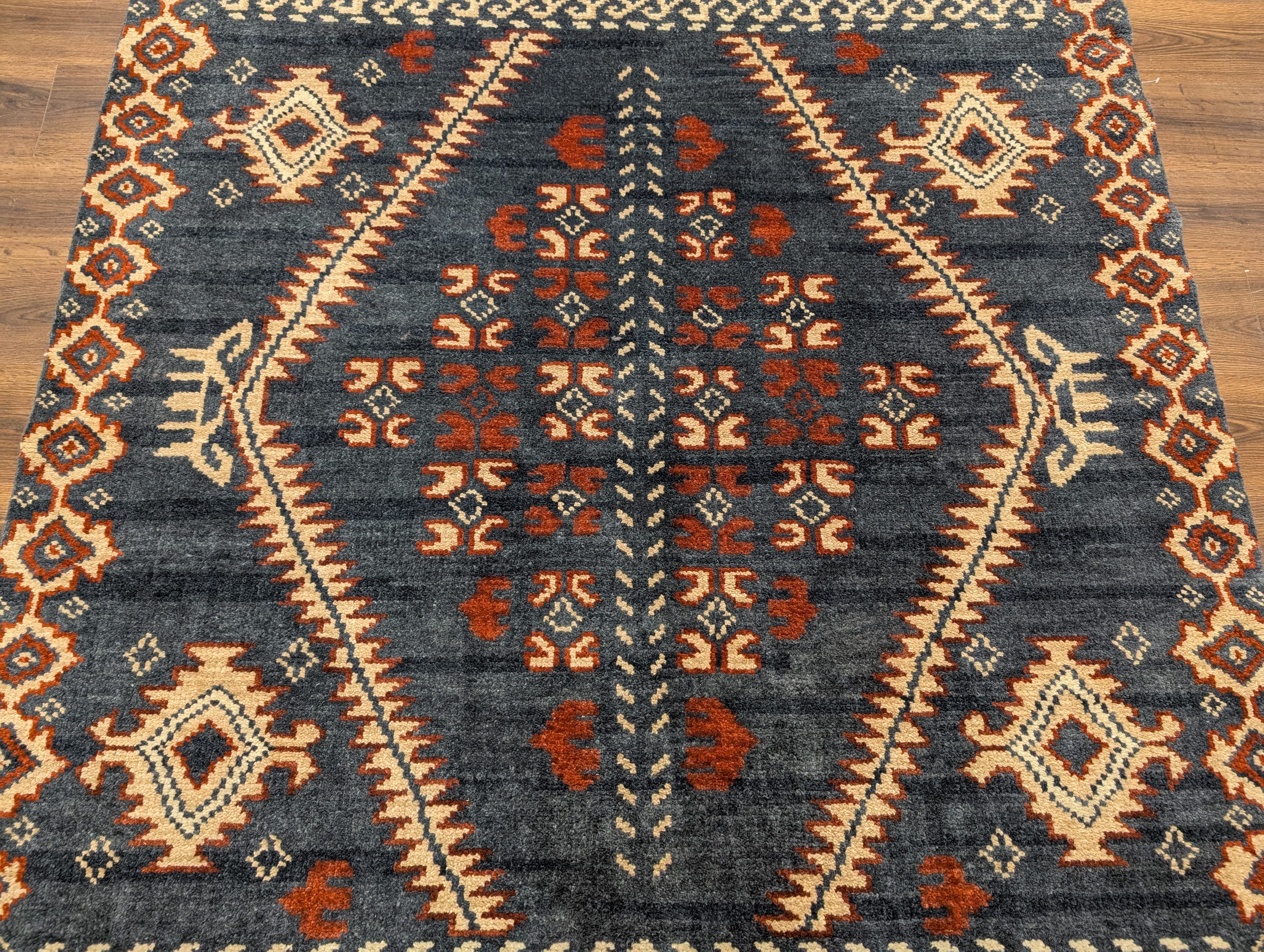 Indo Tibetan Rug 6x9, Hand-Knotted Wool Navajo Design Carpet - Jewel Rugs