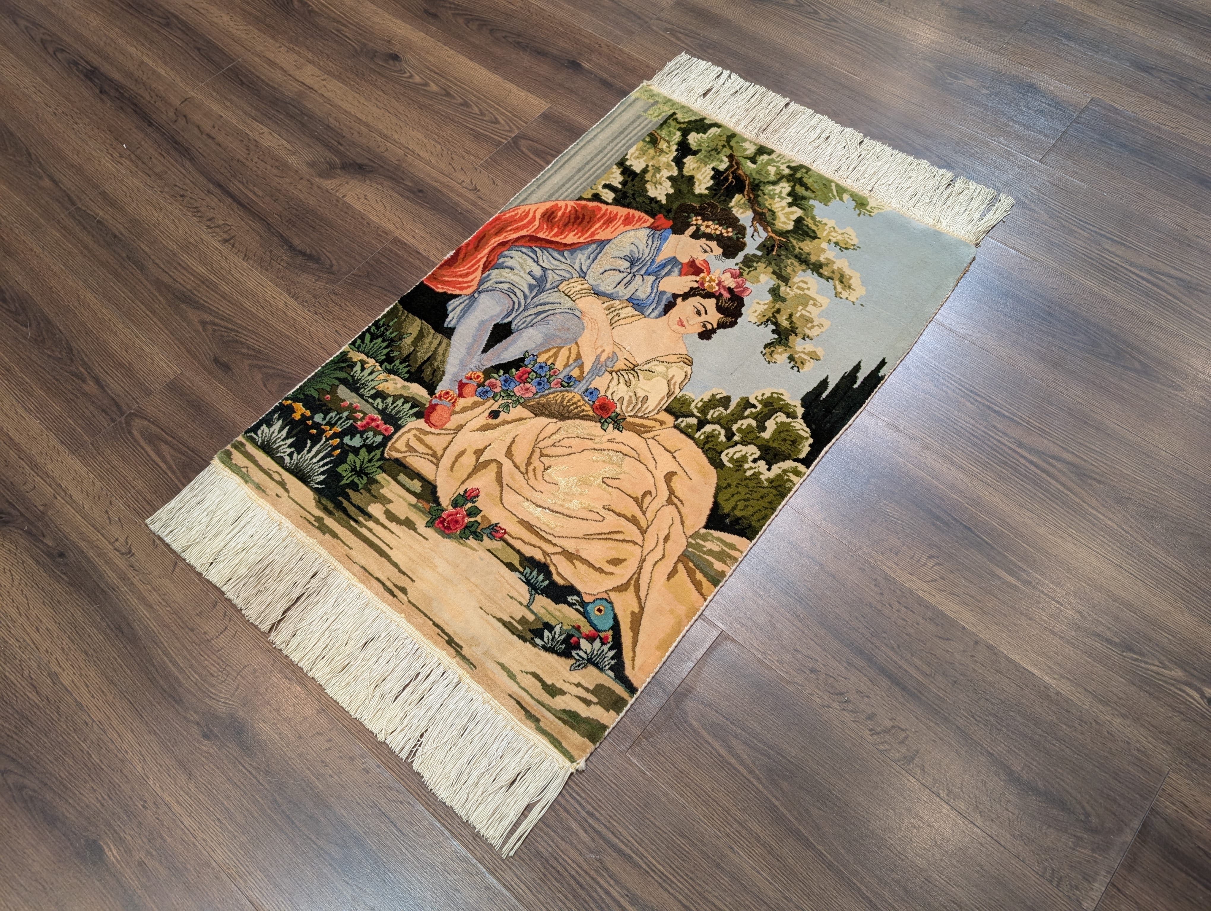 Persian Pictorial Rug 2x3, Lovers, Very Fine 400 KPSI, Tabriz Rug - Jewel Rugs