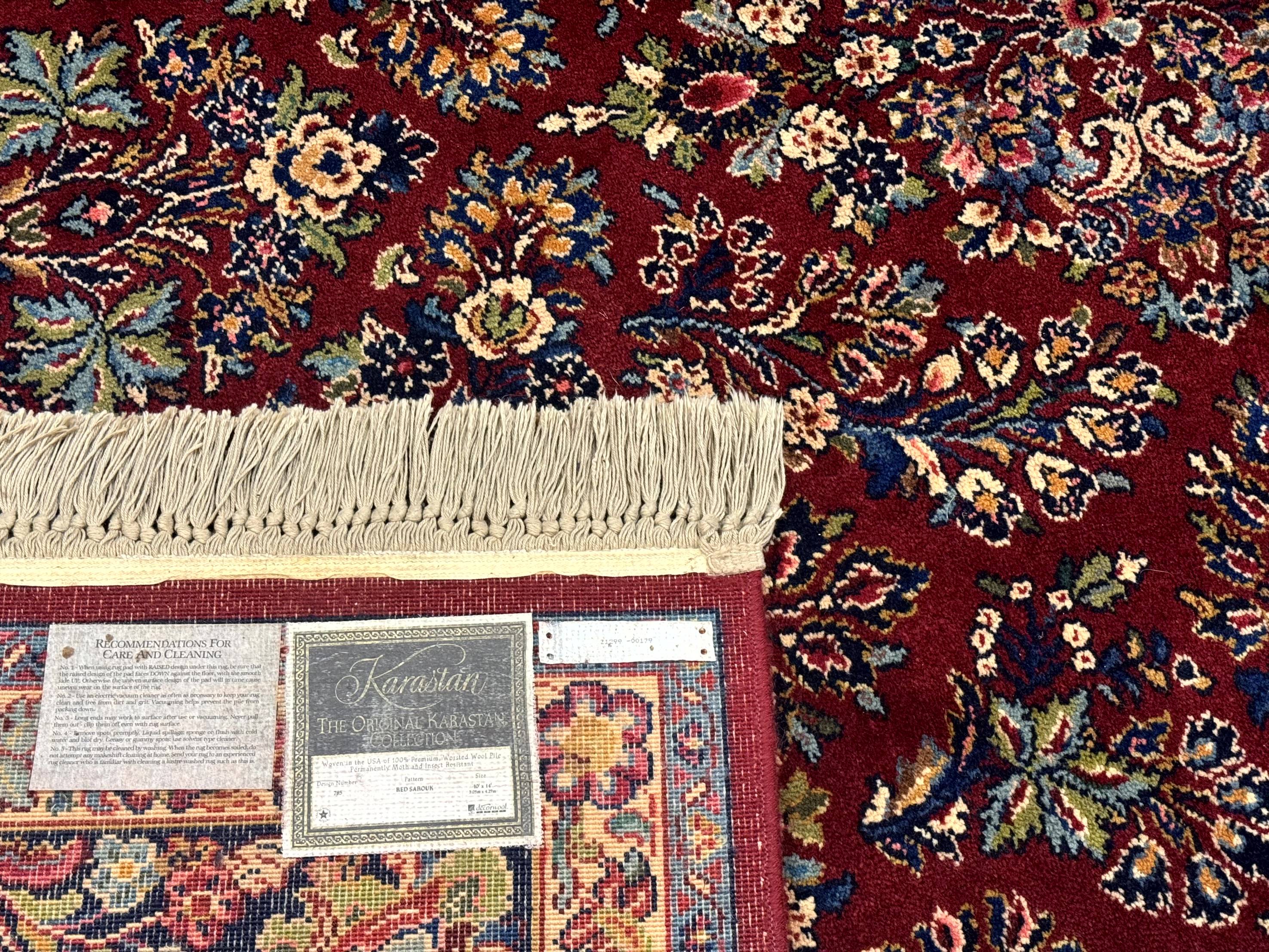 10x14 Karastan Rug Red Sarouk #785, Wool Original 700 Series - Jewel Rugs