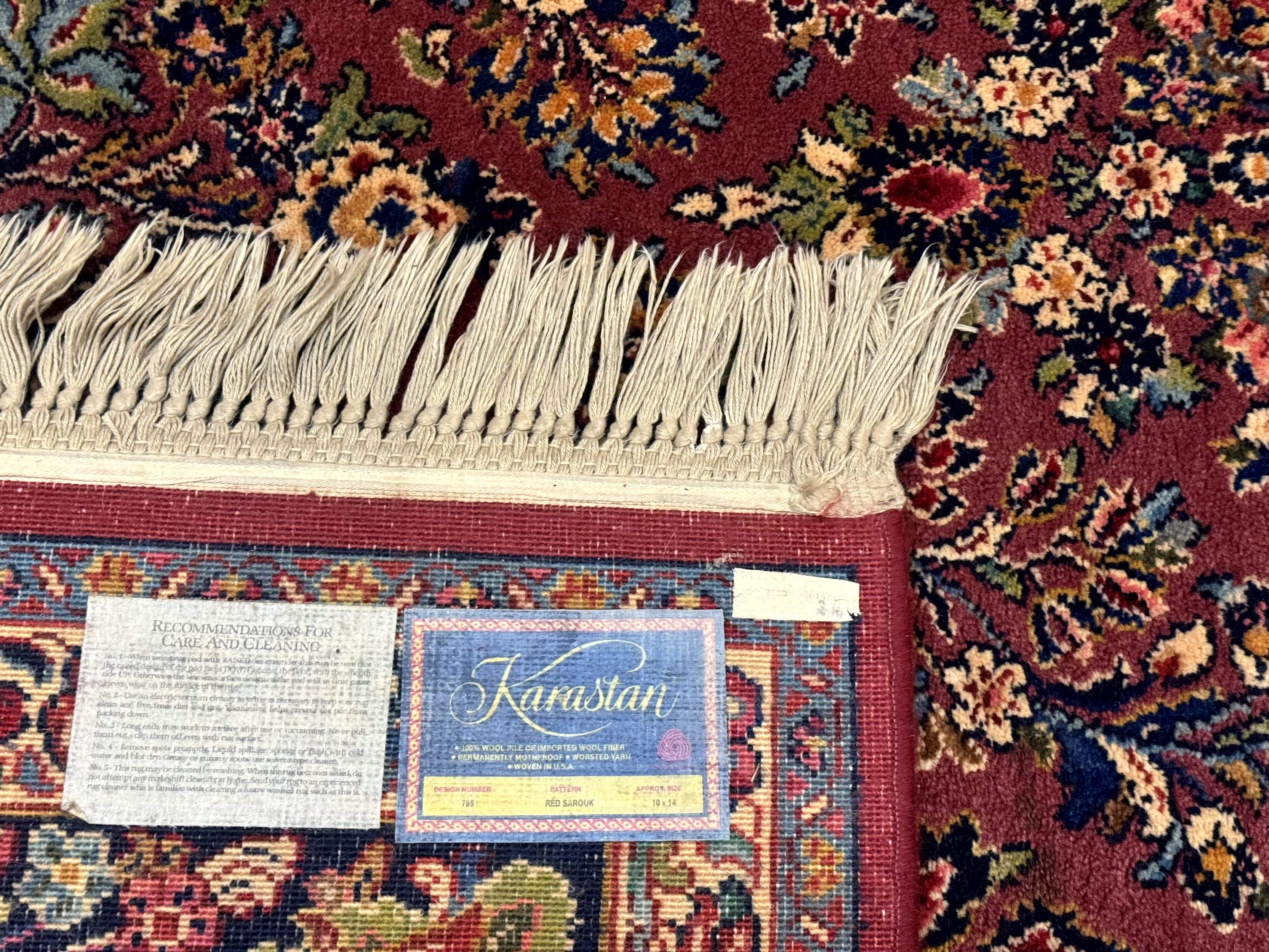 10x14 Karastan Rug Red Sarouk #785, Wool Original 700 Series - Jewel Rugs