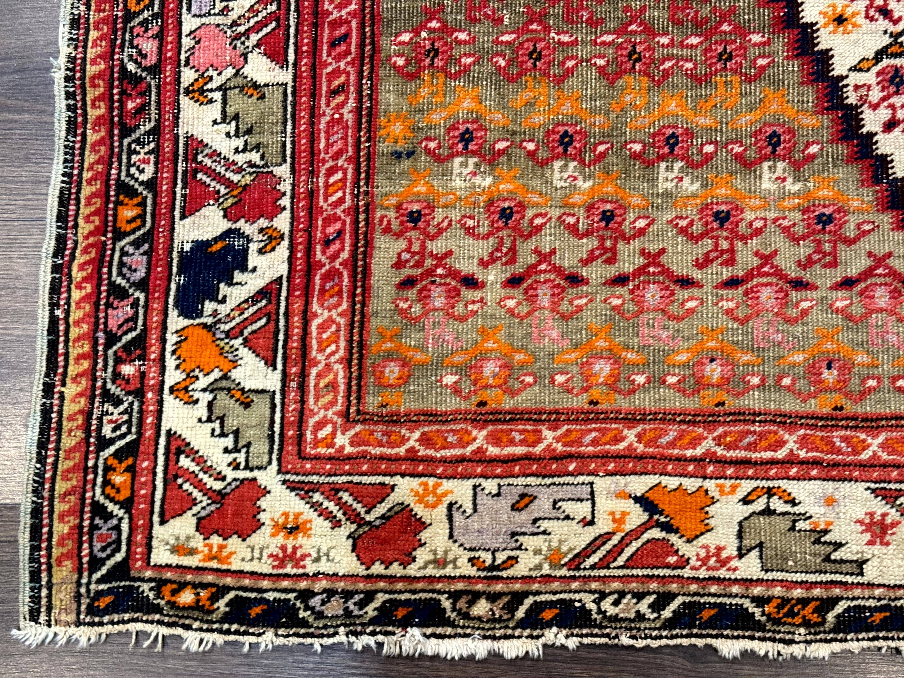 Antique Persian Malayer Rug 4x7, Tribal Senneh Carpet, Geometric, Diamond Design - Jewel Rugs