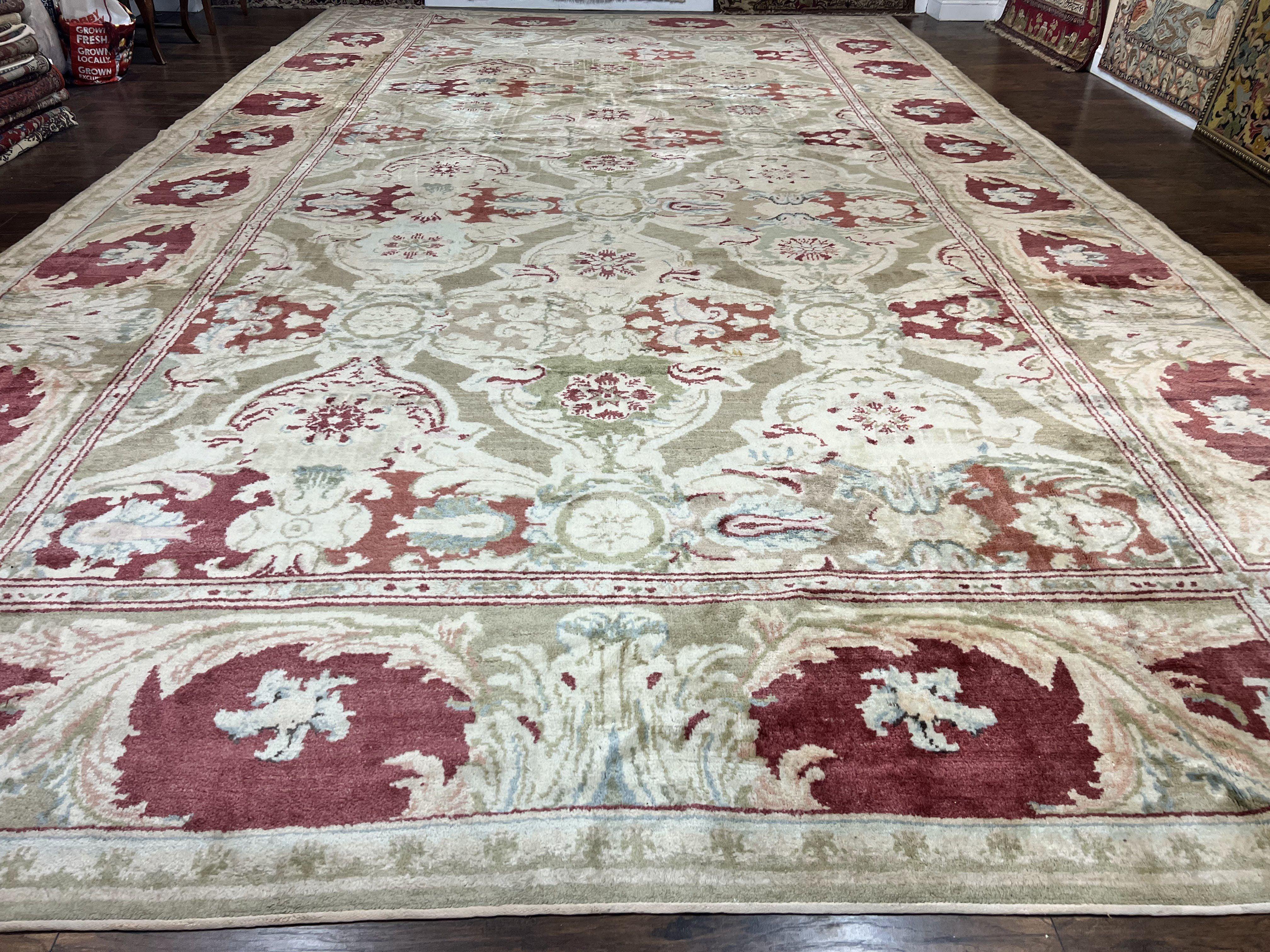 Large Egyptian Oushak Rug 12x21, Wool Handmade Vintage Carpet, Allover Pattern, Oversized 12 x 21 ft Traditional Rug - Jewel Rugs