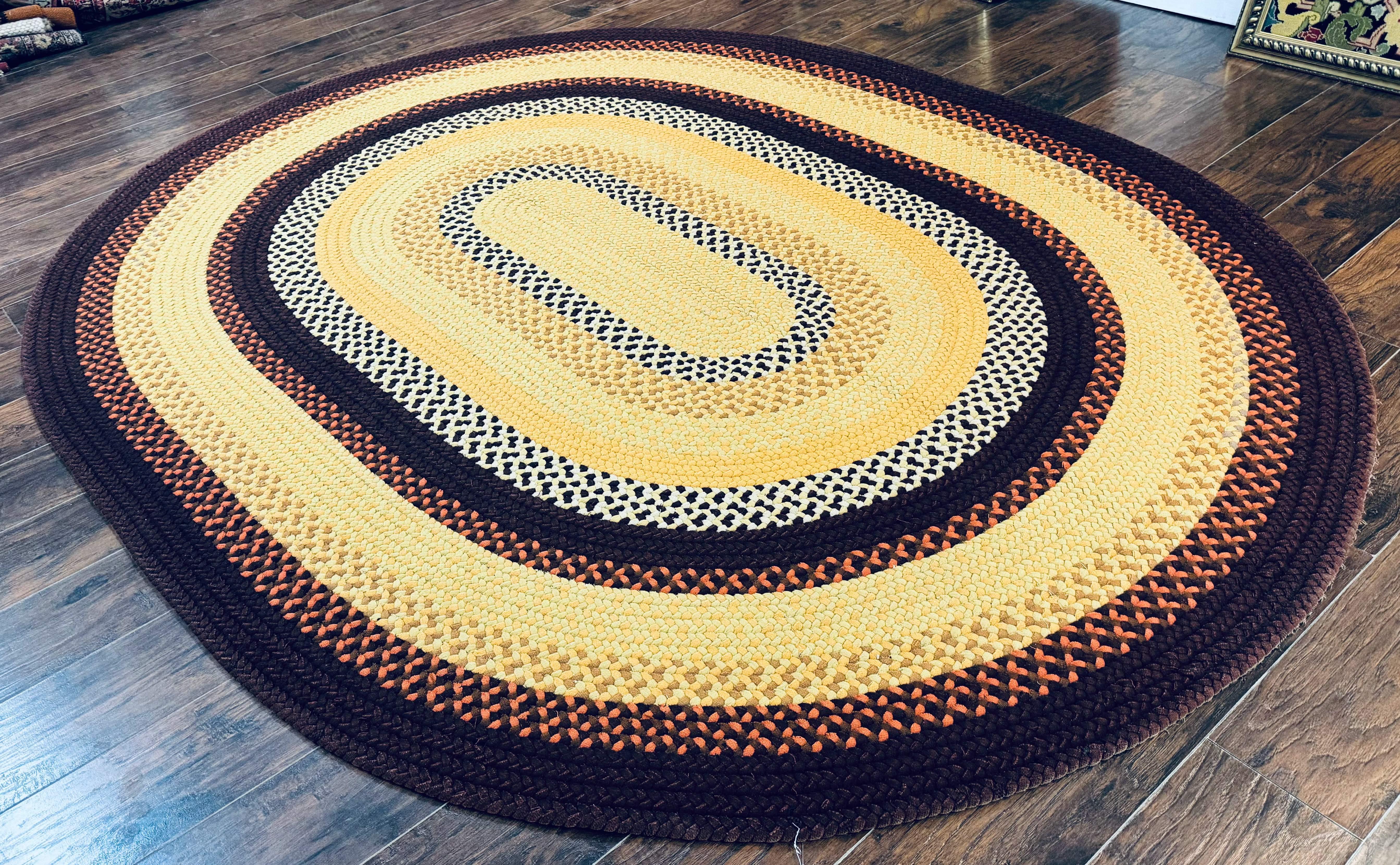 Large Oval American Braided Rug 7x10, Multicolor Vintage American Braided Carpet - Jewel Rugs