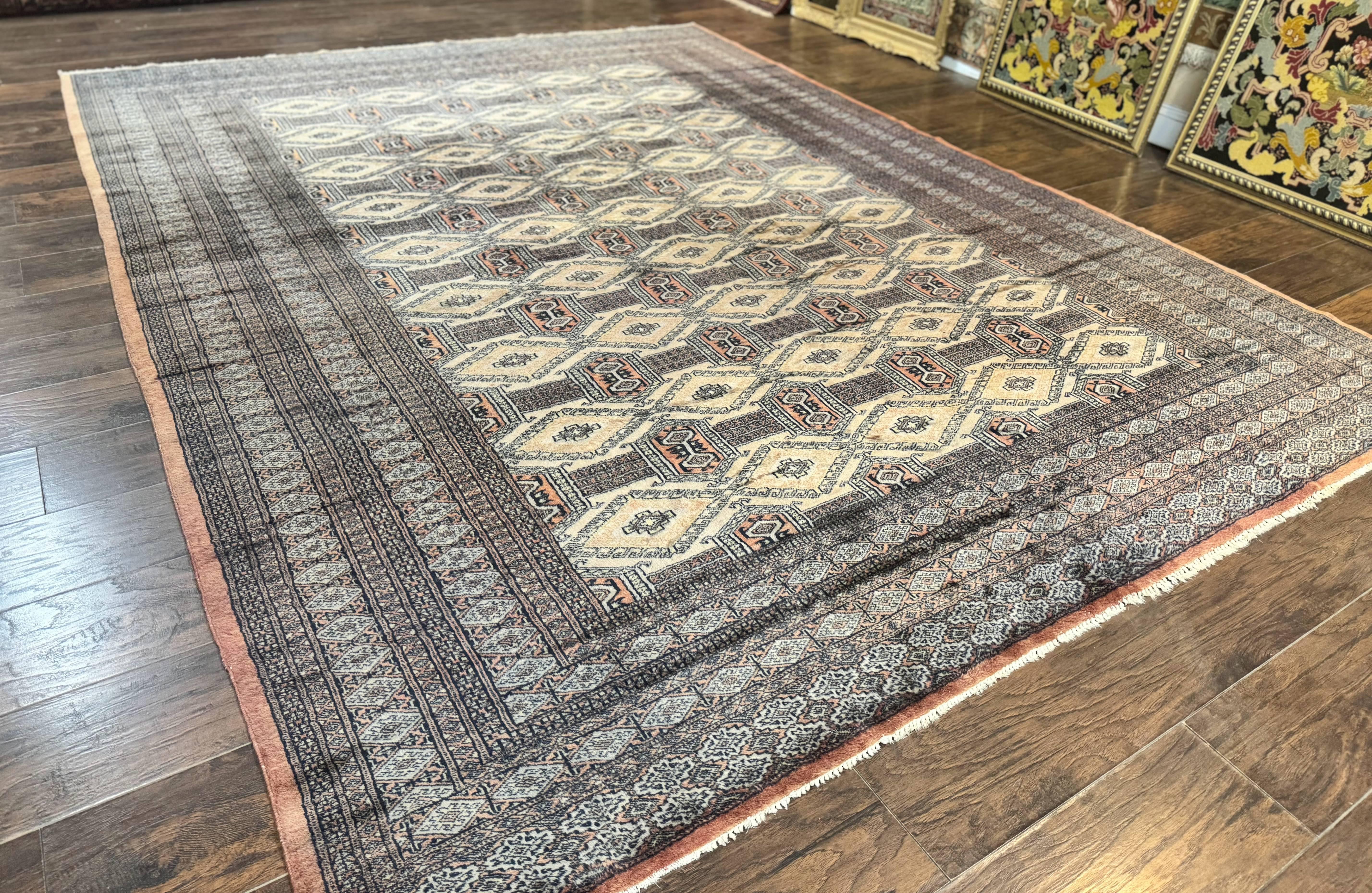 Turkoman Bokhara Rug 8x11, Camel Hair Color, Handmade Vintage Wool Pakistani Carpet - Jewel Rugs