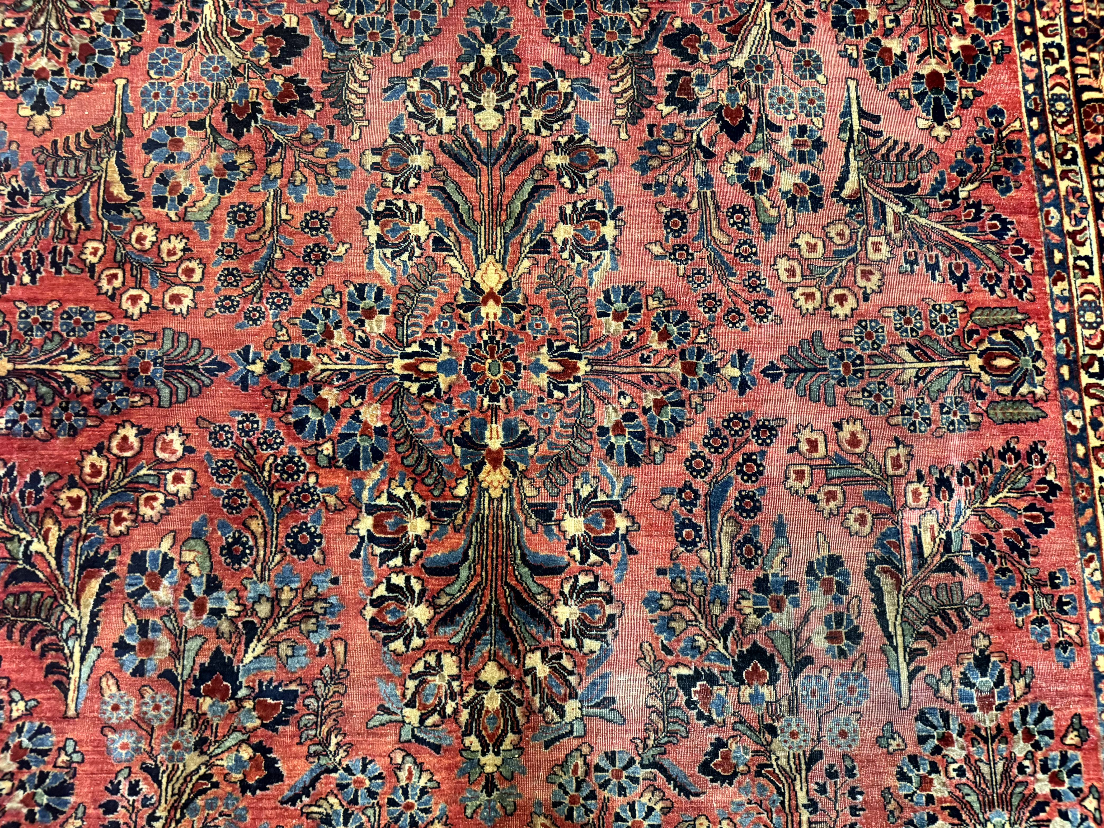Antique Persian Sarouk Rug 9x12, Red, Floral - Jewel Rugs