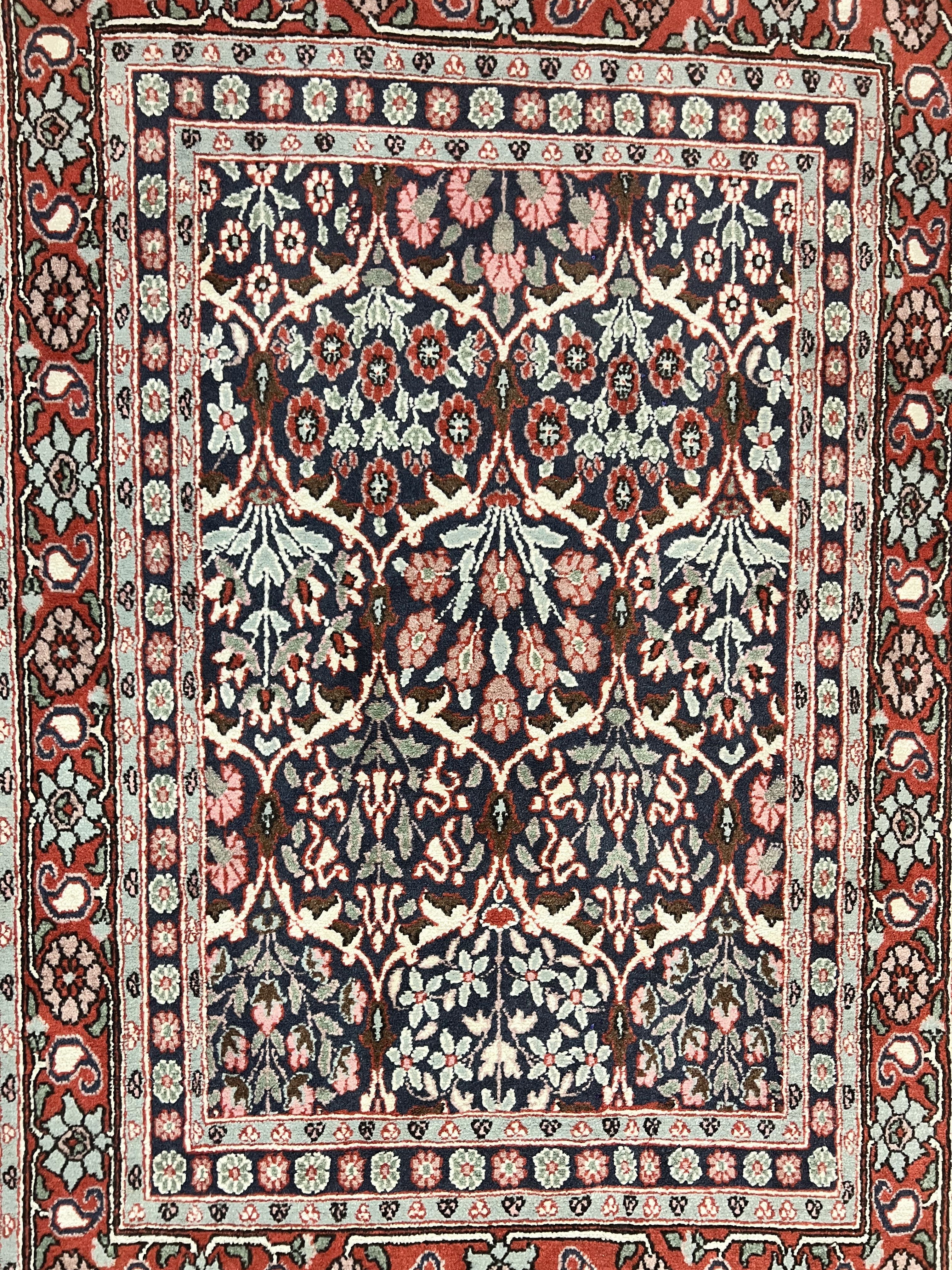 Pak Persian Rug 3x4, Wool Hand Knotted Vintage Traditional Carpet, Navy Blue & Red, Very Fine Small Handmade Floral Rug - Jewel Rugs