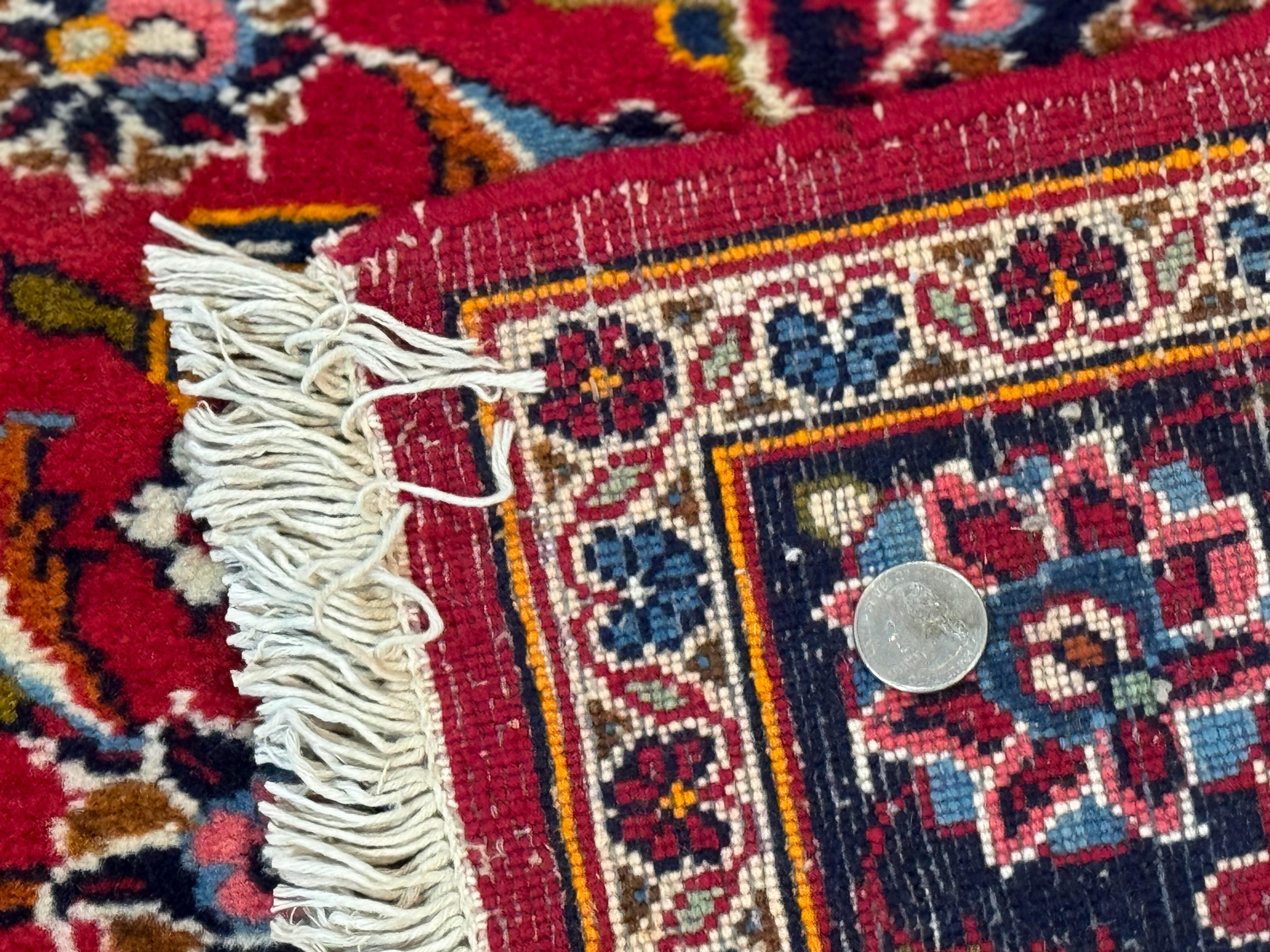 Small Red Persian Kashan Rug 3x5, Floral Medallion, Semi Antique, 150 KPSI, Wool, Handmade - Jewel Rugs