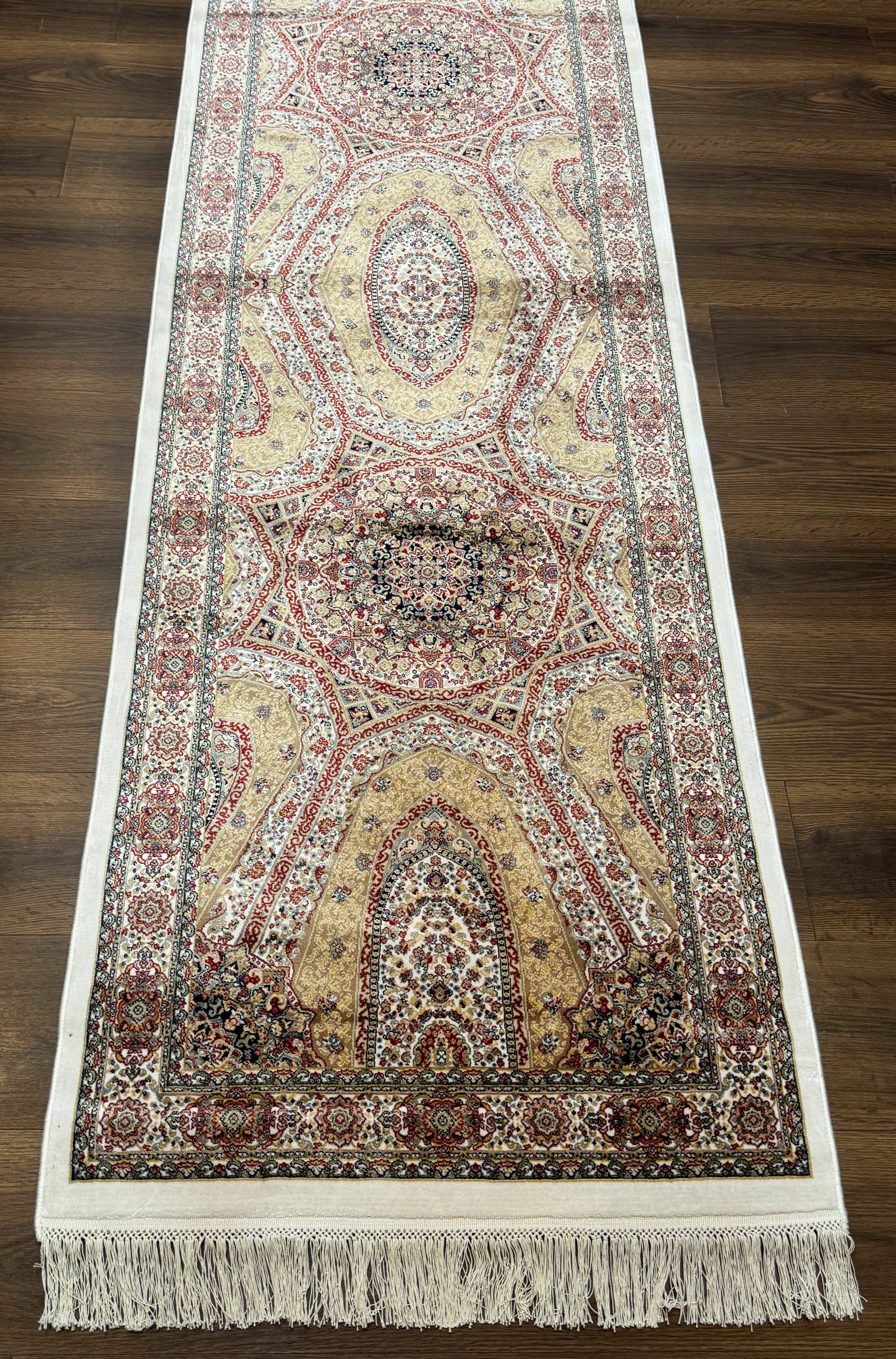 Turkish Silk Runner Rug 2.6 x 12, Hereke Mamluk Runner, Bamboo Silk, New - Jewel Rugs