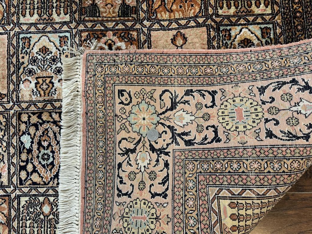 Indian Kashmiri Silk Rug 4x6, Panel Design, Multicolor, Fine - Jewel Rugs