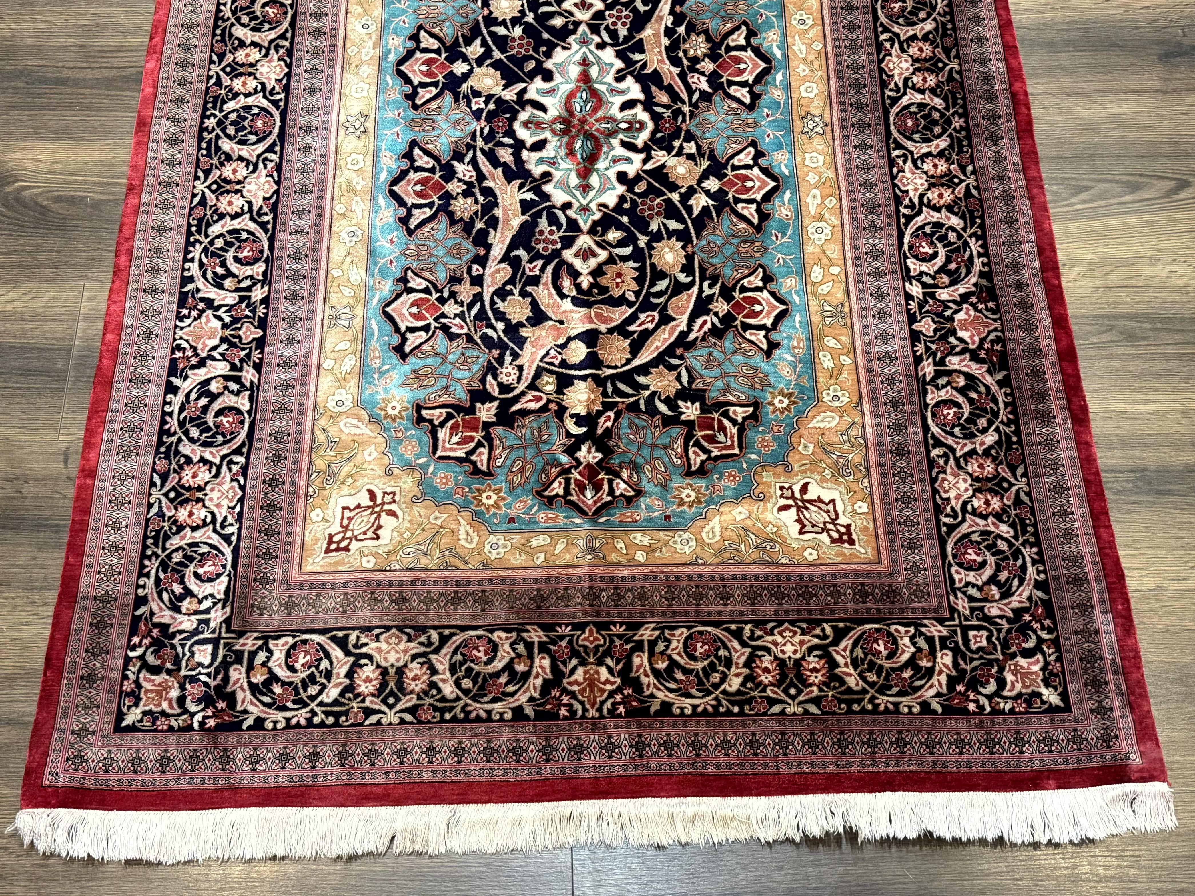 Magnificent Persian Qum Silk Rug 3x5, Exceptionally Fine 780 KPSI, Signed, Rare - Jewel Rugs