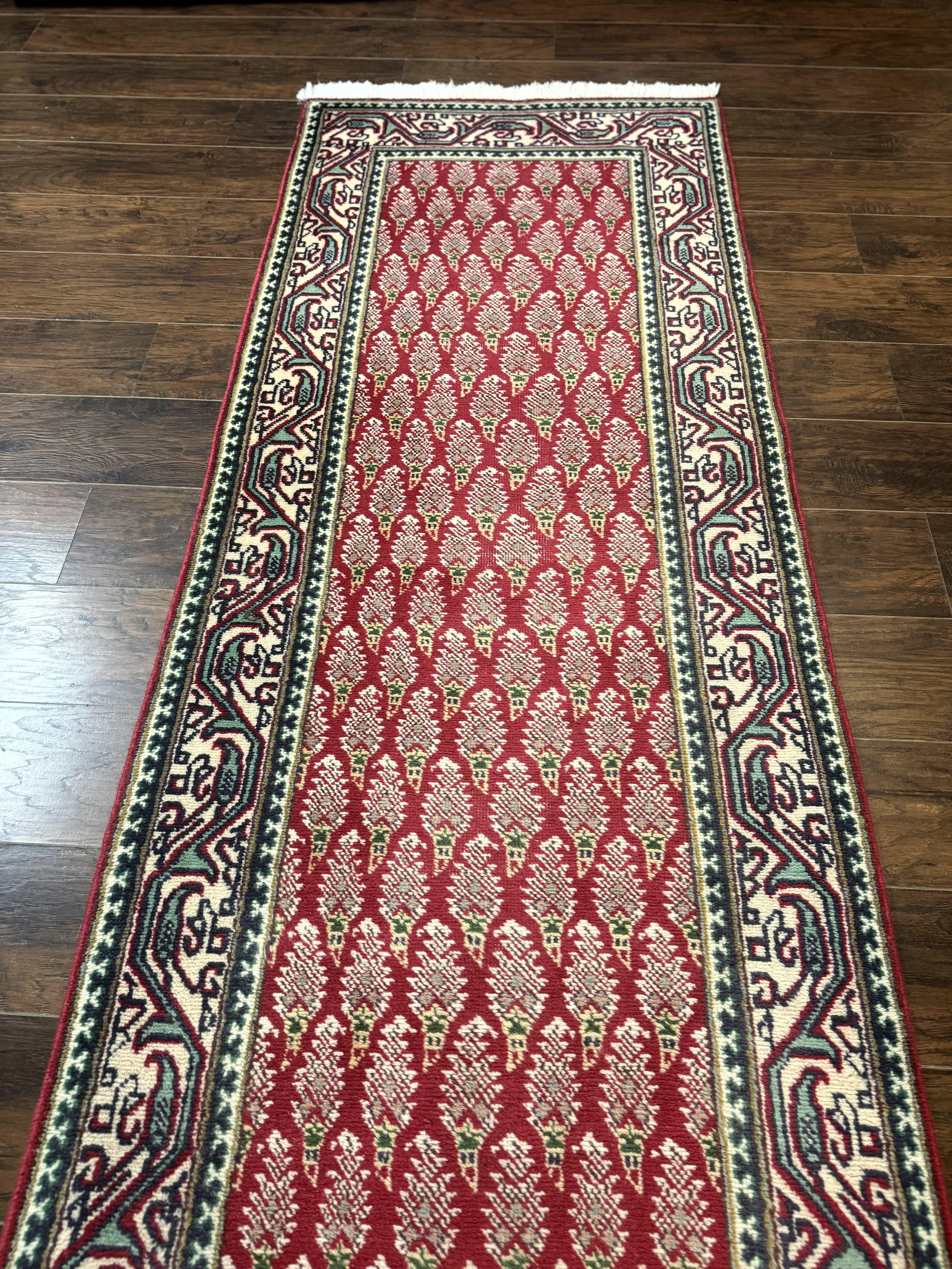 Persian Tabriz Runner Rug 3x16, Paisley Boteh Design, Red and Cream, Rug for Hallway, 16ft Wool Runner - Jewel Rugs