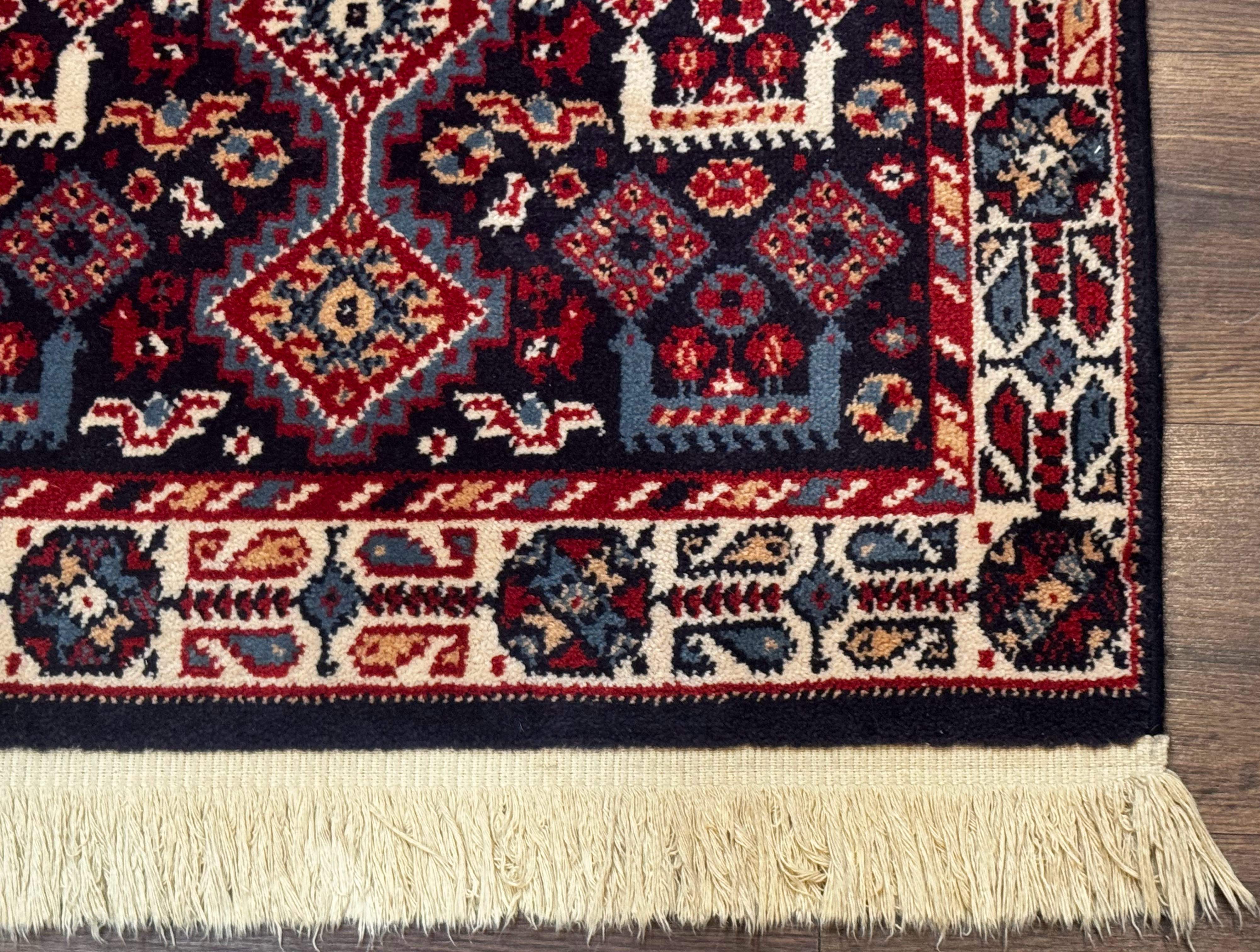 Small Karastan Rug 3x4, Yuruk Collection, Wool, Tribal, Geometric, Navy Blue - Jewel Rugs