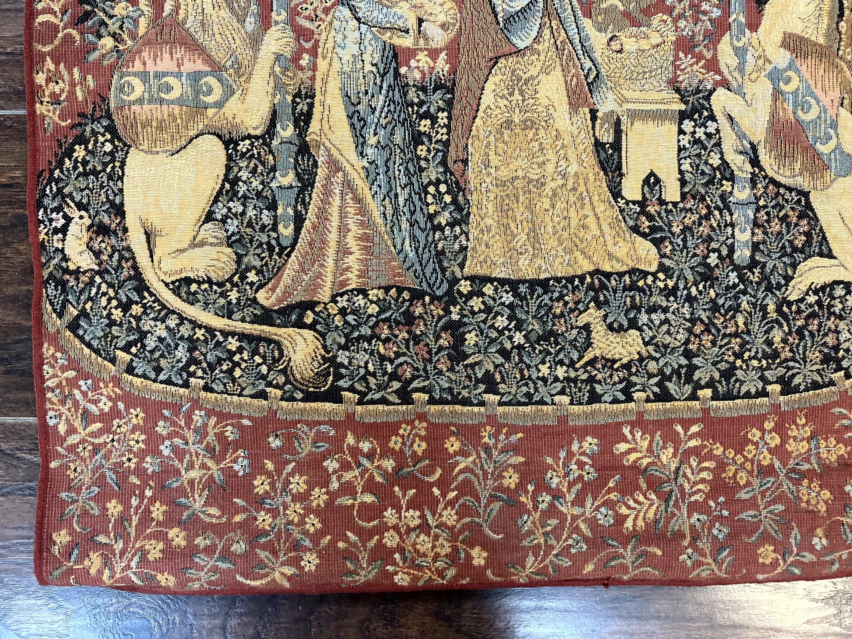 Vintage Tapestry 2x3, Lion Unicorn Flags Princess Medievel Motif - Jewel Rugs