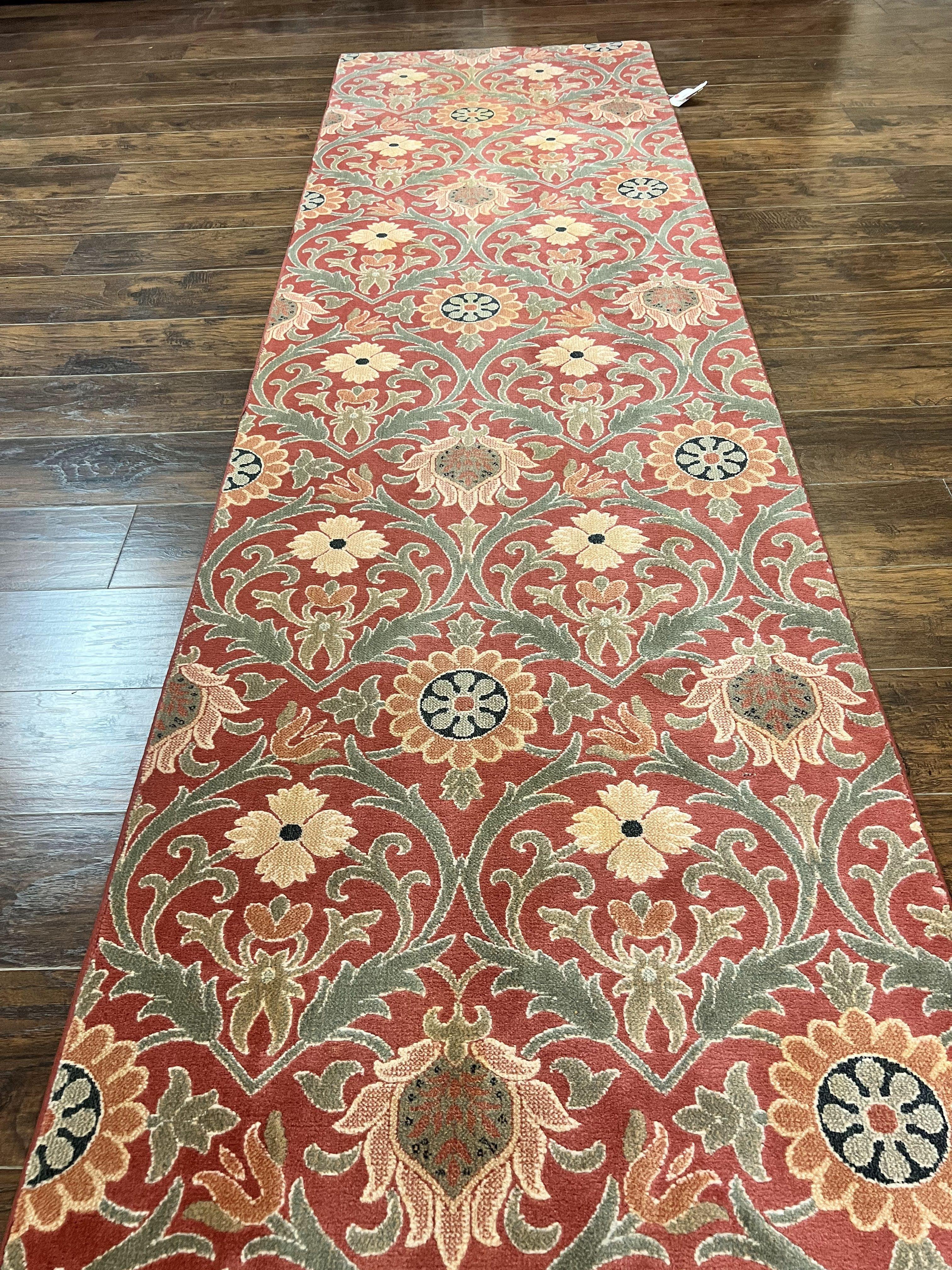 Runner Rug 3 x 14.7, Long Hallway Rug, Wool, Power Loomed, Contemporary, Floral - Jewel Rugs