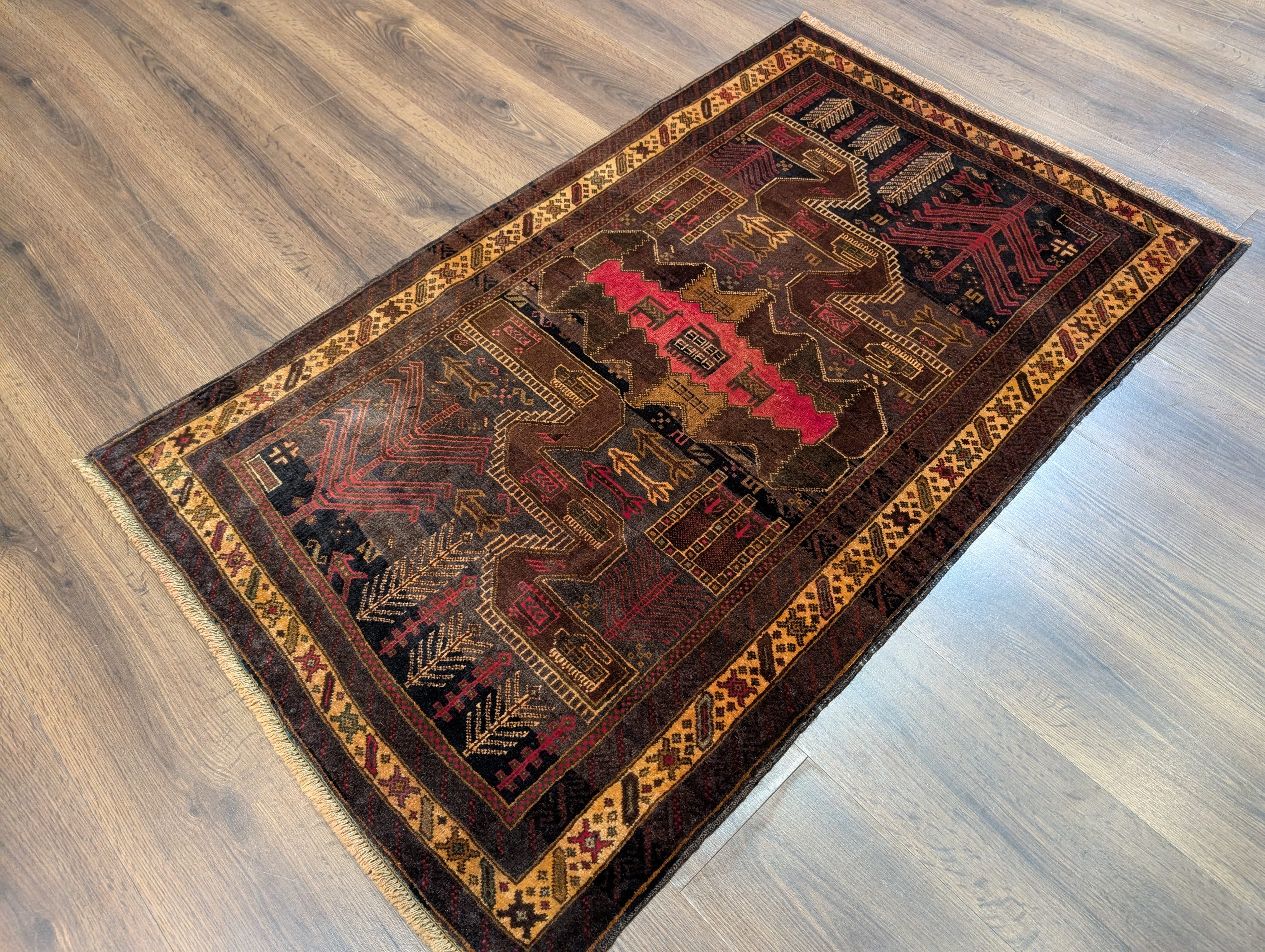 Afghan War Rug 3x5, Tanks, New, Baluchi Rug, Handmade - Jewel Rugs