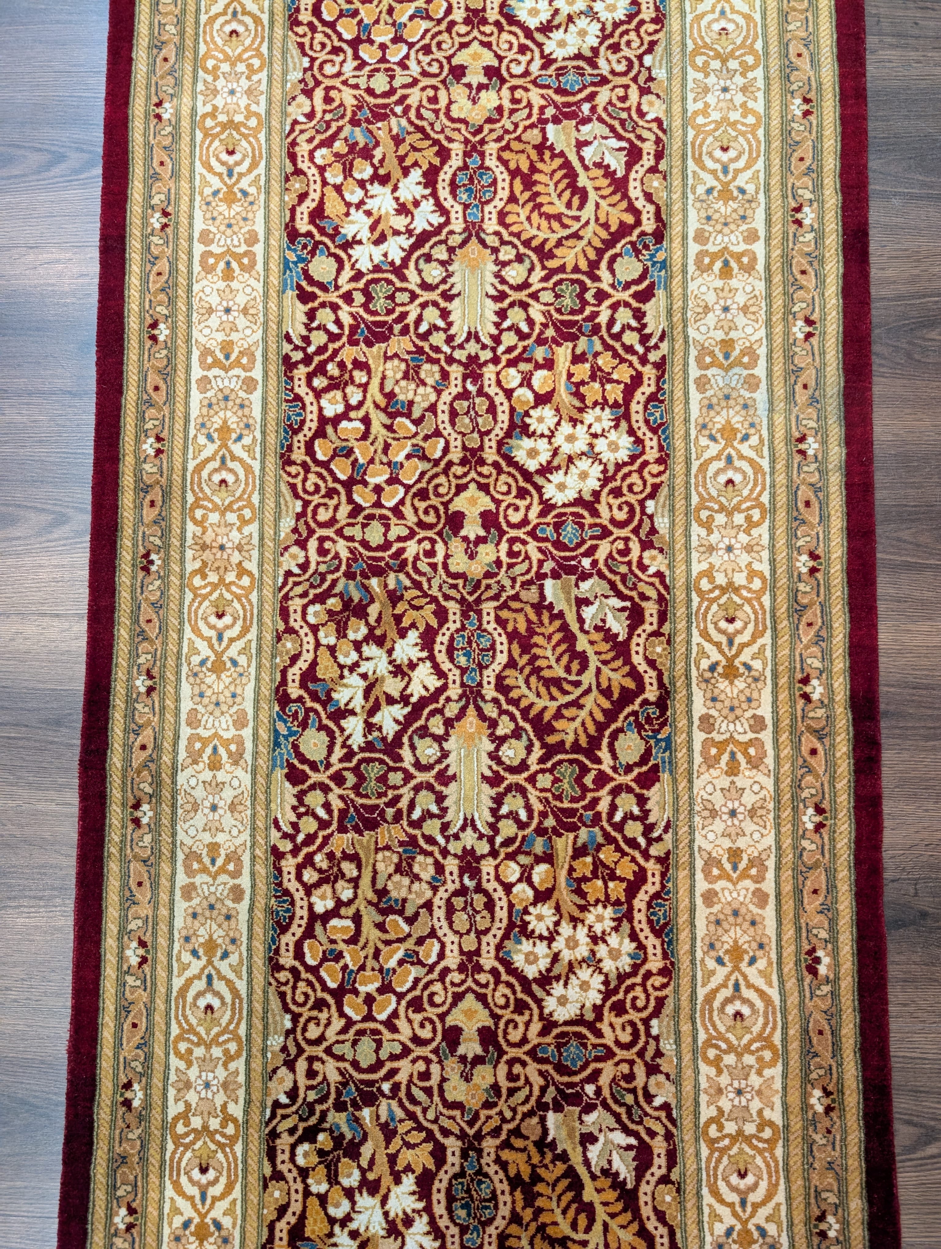 Pak Persian Runner 3 x 9 ft, Allover Pattern Wool Carpet, Dark Red, 225 KPSI - Jewel Rugs