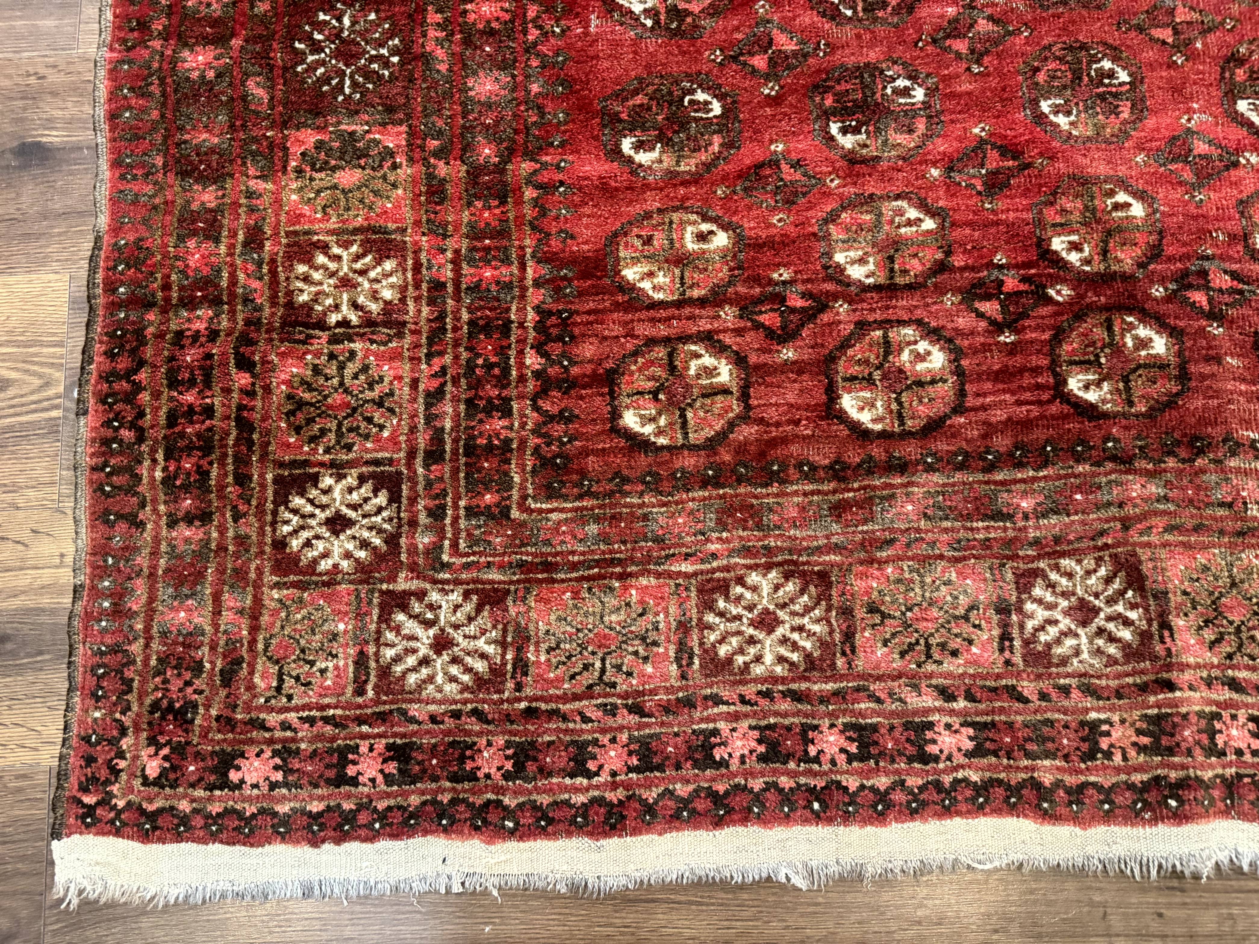 Antique Persian Turkoman Rug 5x6, Red - Jewel Rugs