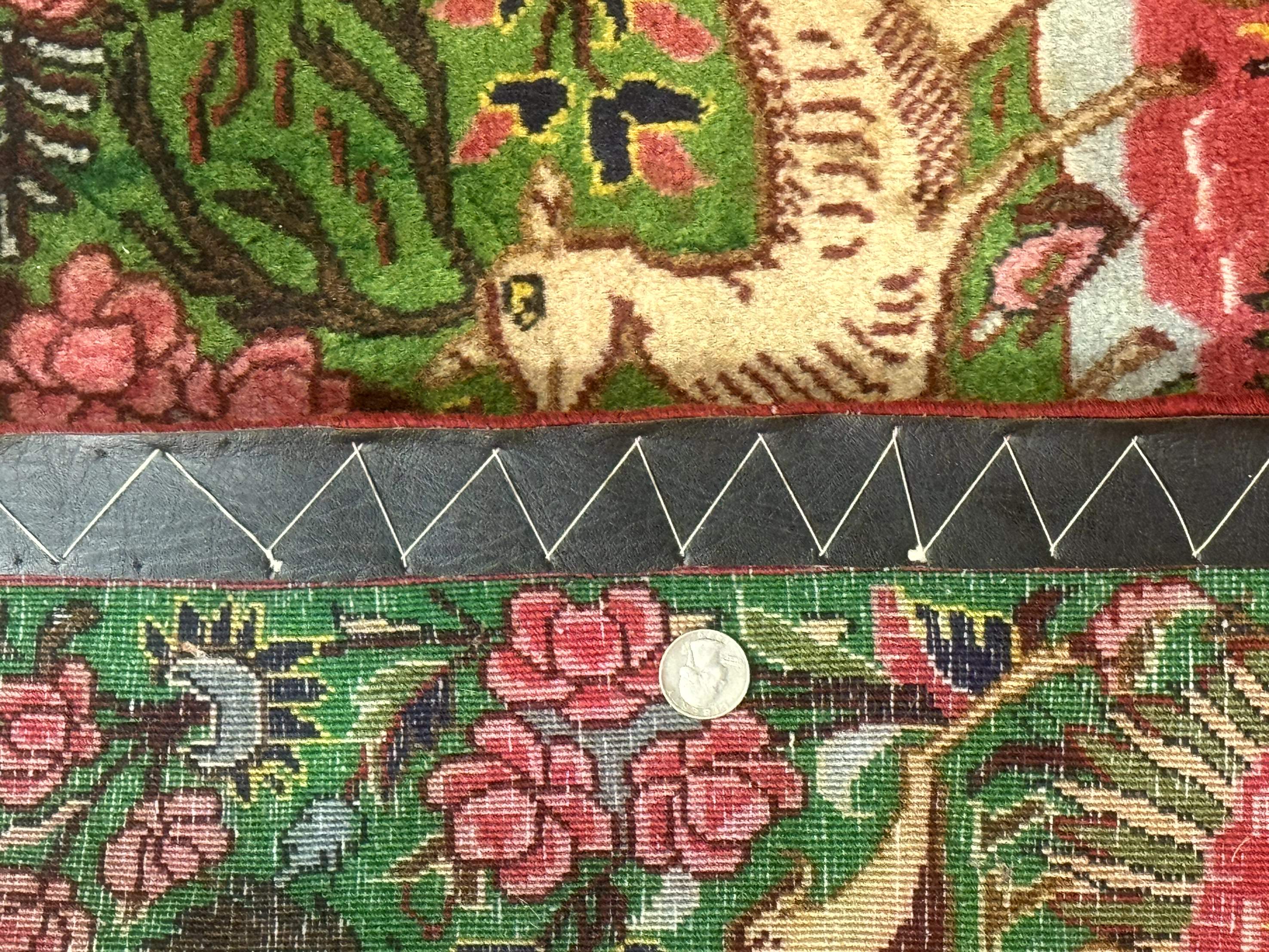 Small Persian Sarouk Rug, Deer Pictorials, Green, Hand Knotted, Fine - Jewel Rugs