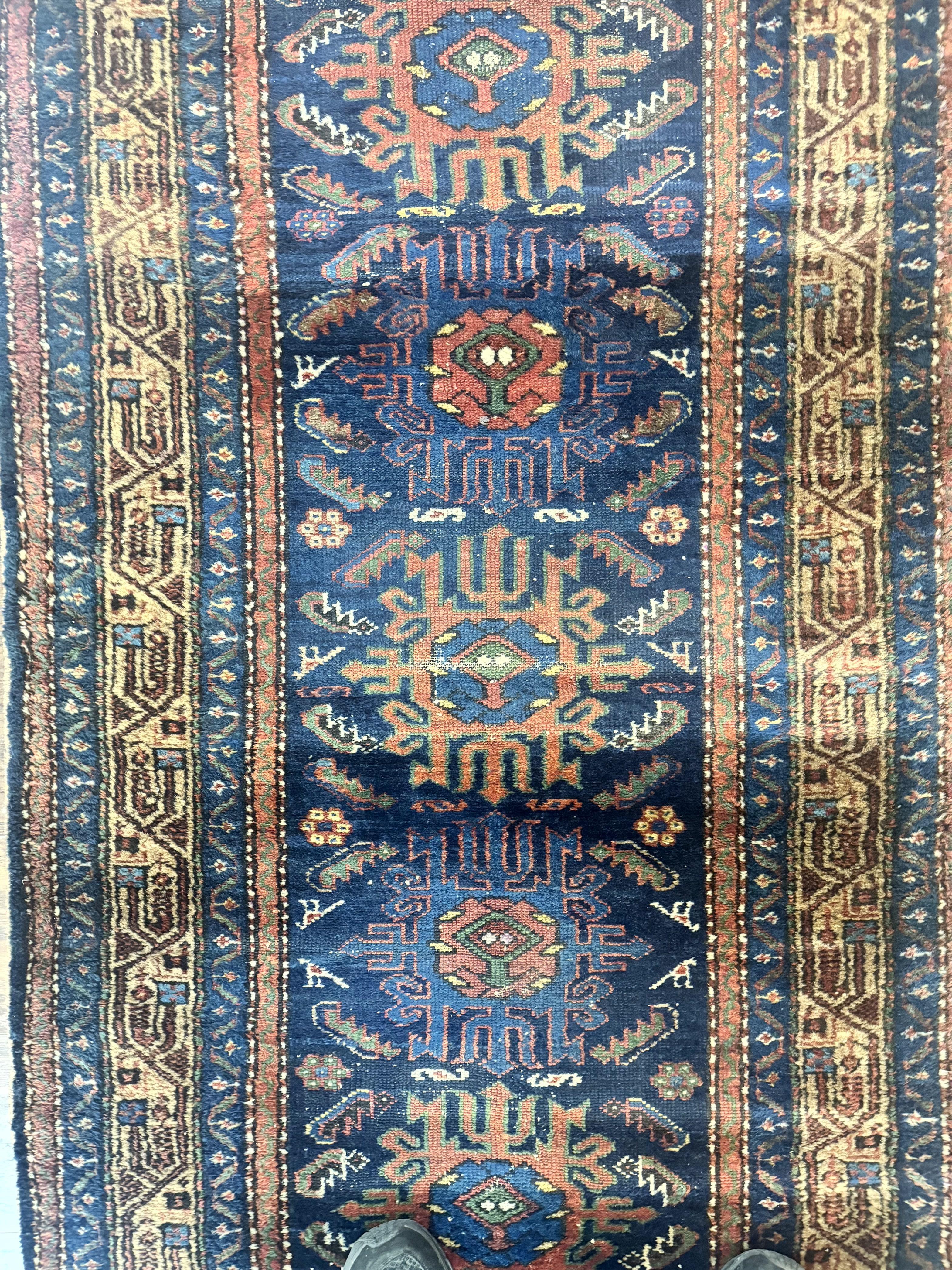 Antique Persian Sarab Runner 3x17, Blue Persian Runner Rug, Long Handmade Wool Carpet for Hallway, Rare, Tribal - Jewel Rugs