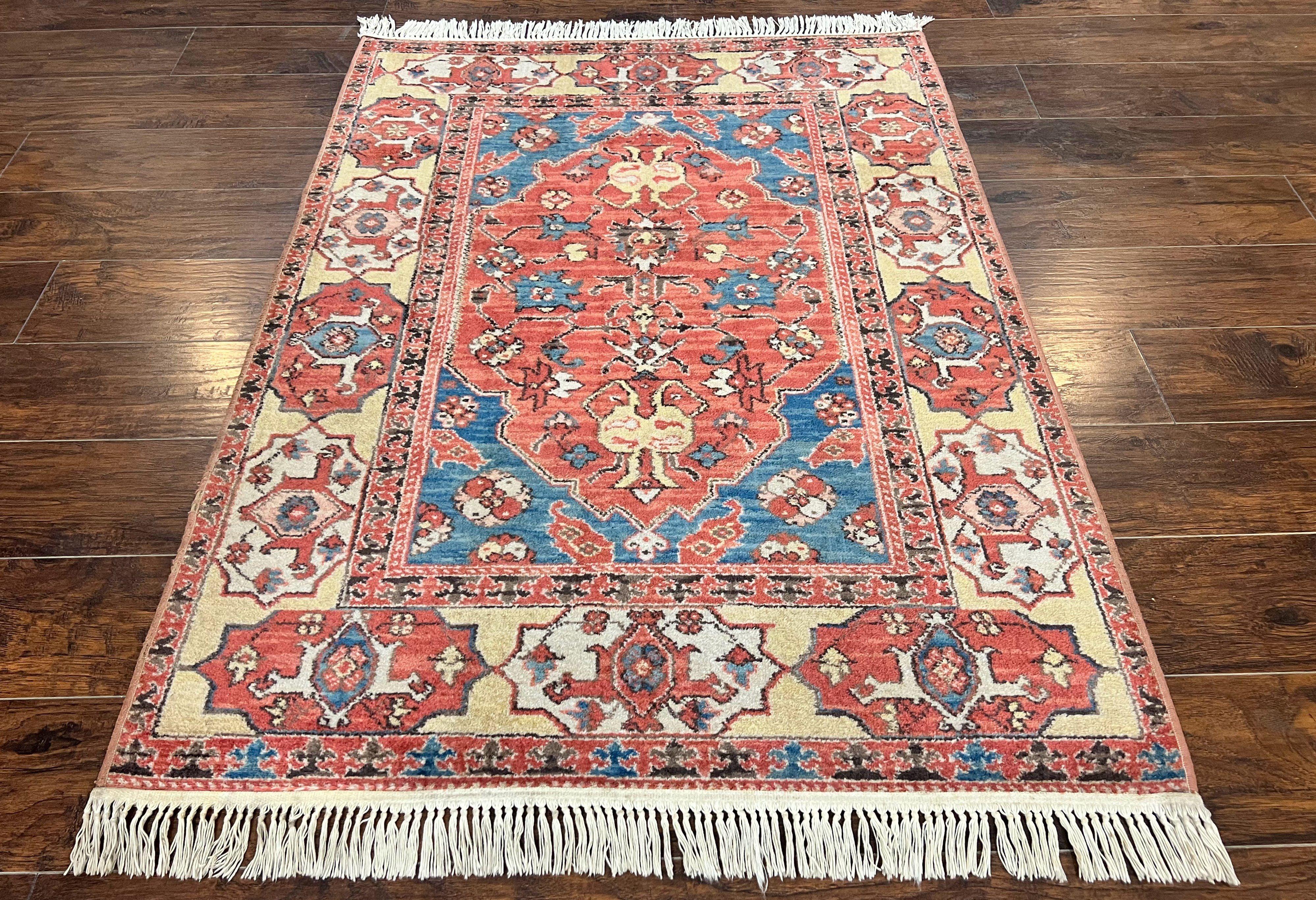 Karastan Rug 4x5, Williamsburg #553 Turkish Church, Wool Pile Discontinued Karastan Carpet, Heriz Geometric Design, Karastan Area Rug - Jewel Rugs
