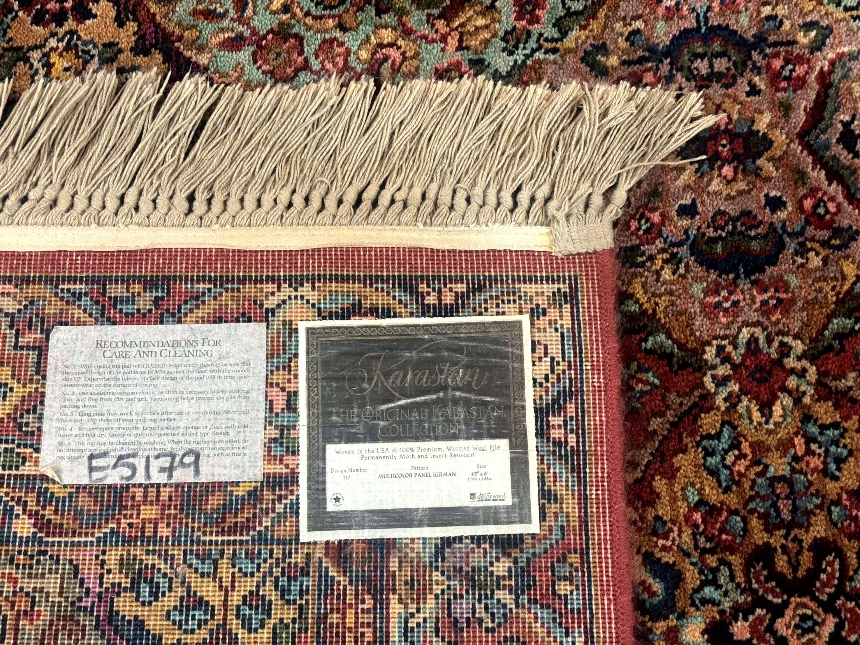 Karastan Rug 4x6, Multicolor Panel Kirman #717, Wool Original 700 Series Vintage - Jewel Rugs