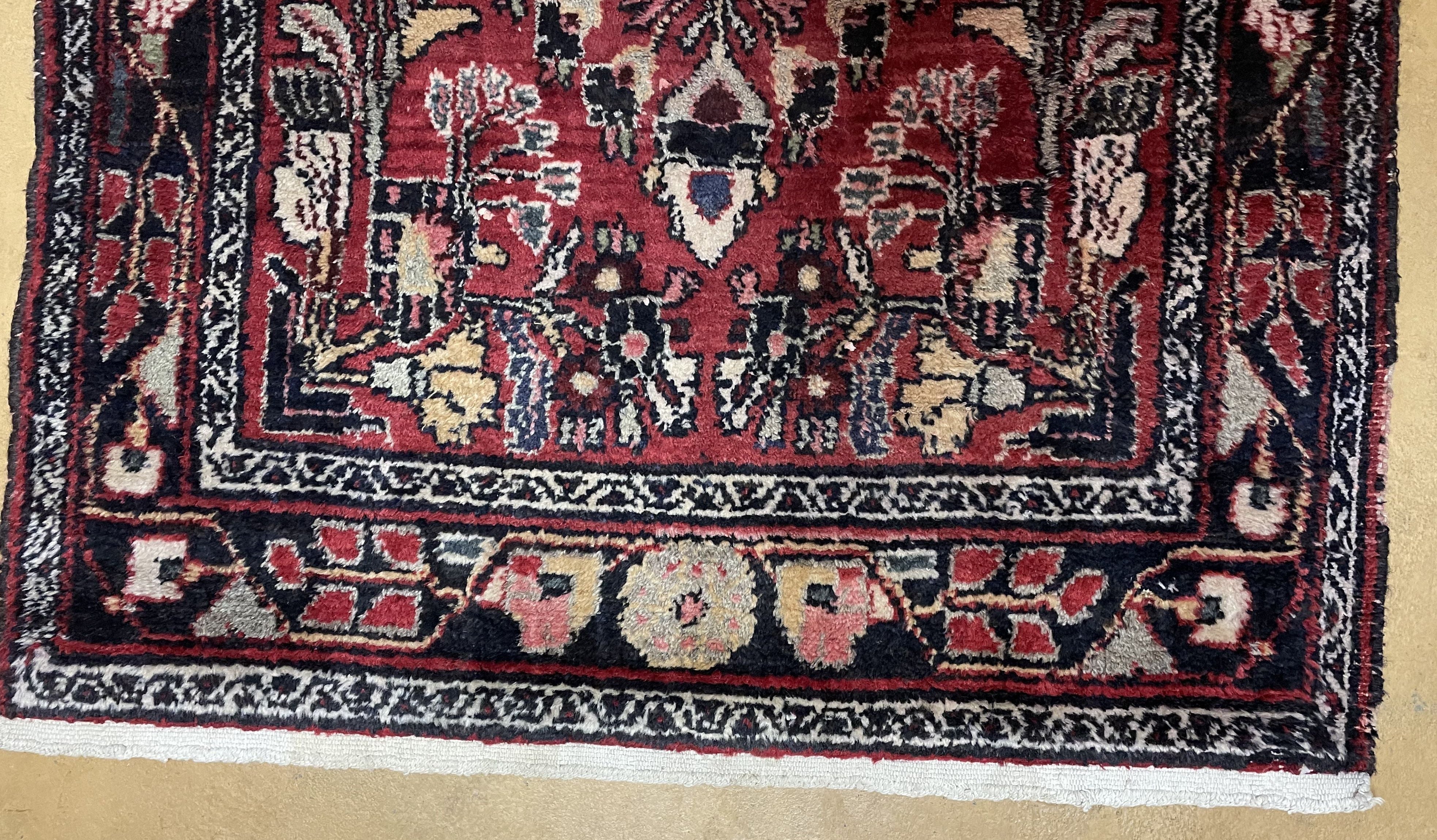 3' 4" X 9' Antique Handmade Wool Rug Runner Floral Organic Dyes Red Nice - Jewel Rugs