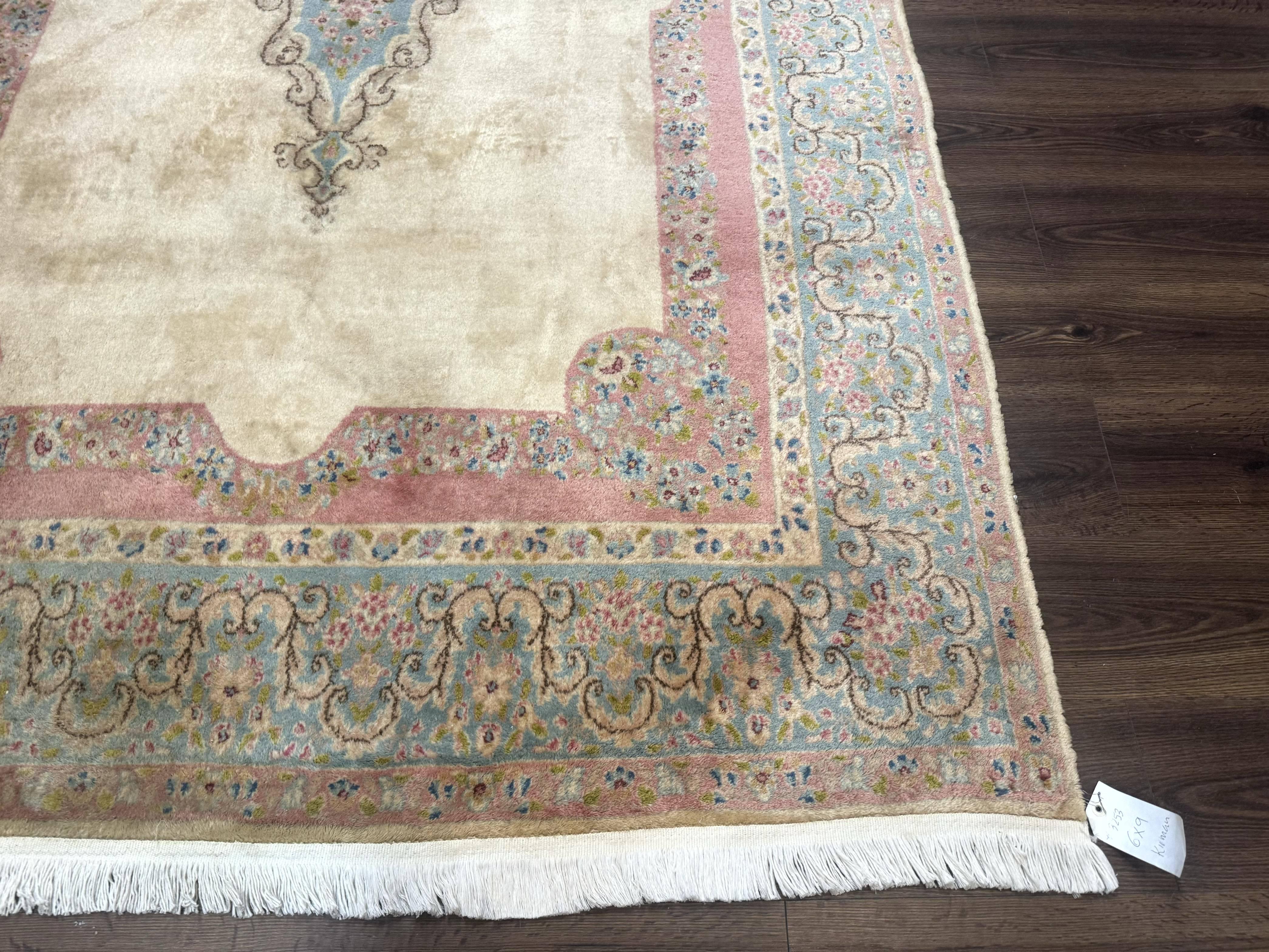 Persian Kerman Rug 6x9, Pastel Colors, Semi Open Field - Jewel Rugs