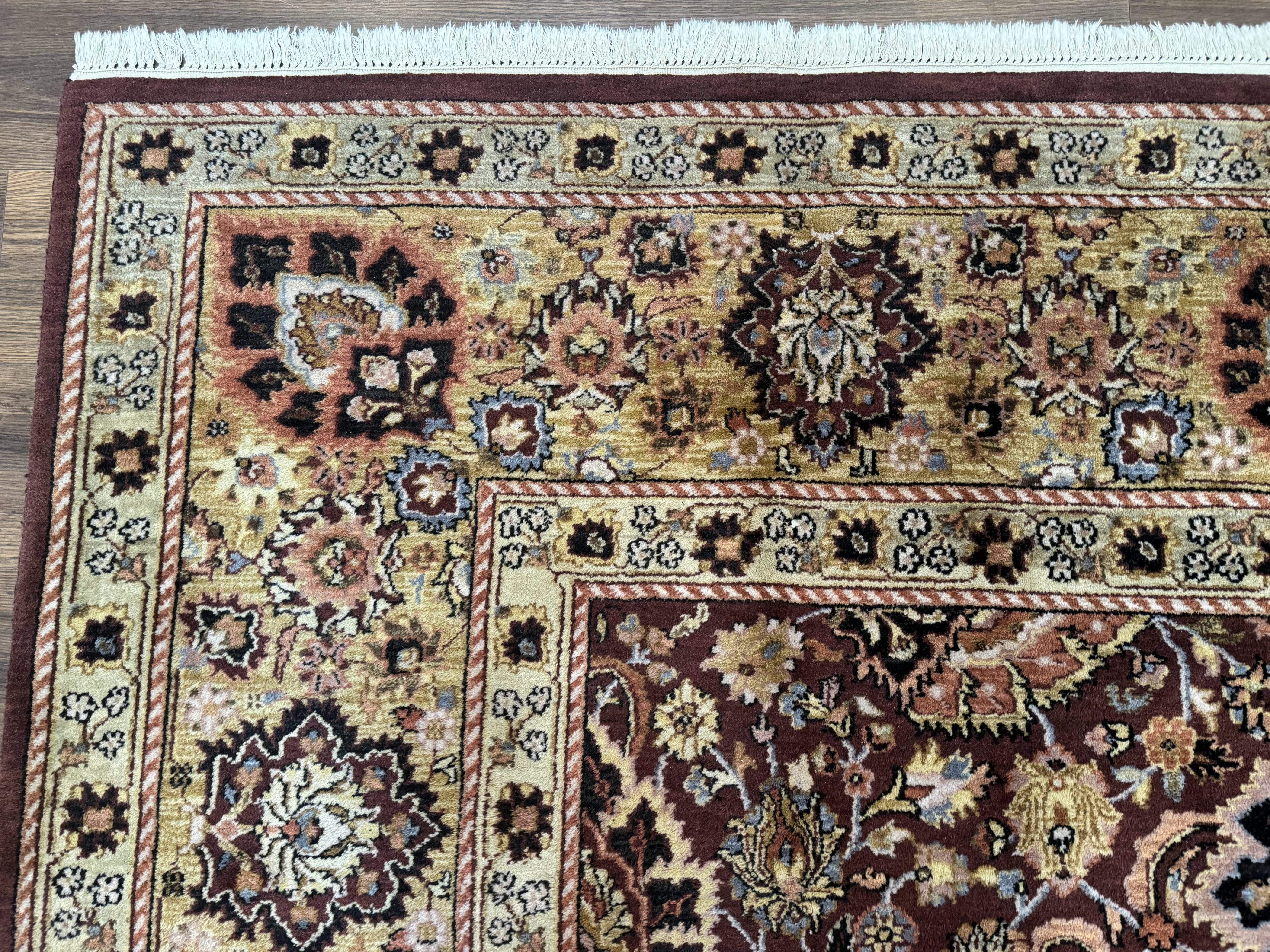 Indo Persian Rug 8x11, Eggplant & Tan, Allover Pattern, Wool Couristan Handmade Rug - Jewel Rugs