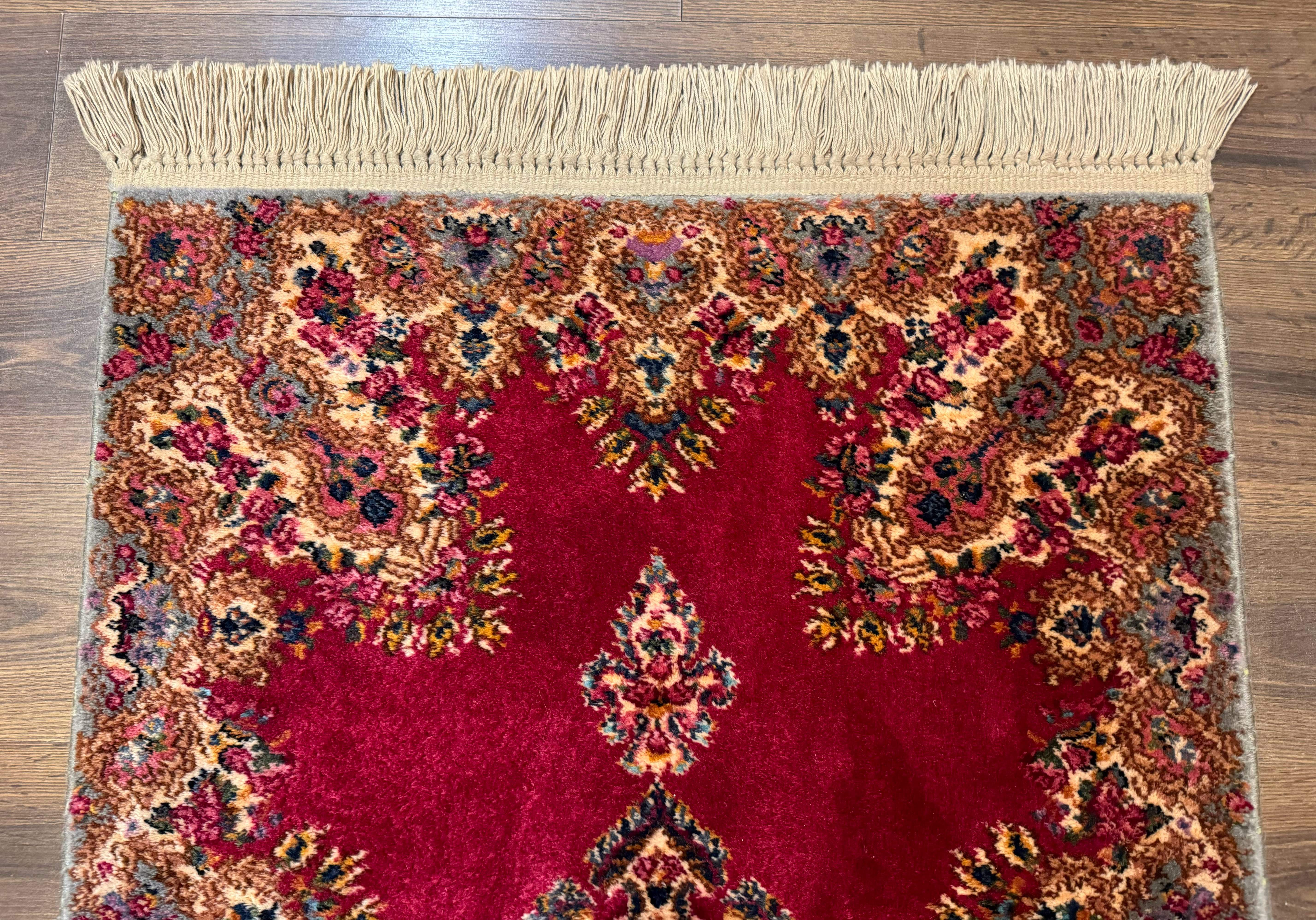 Karastan Rug 3x5 Red Medallion Kirman #762, Wool Vintage Original 700 Series - Jewel Rugs