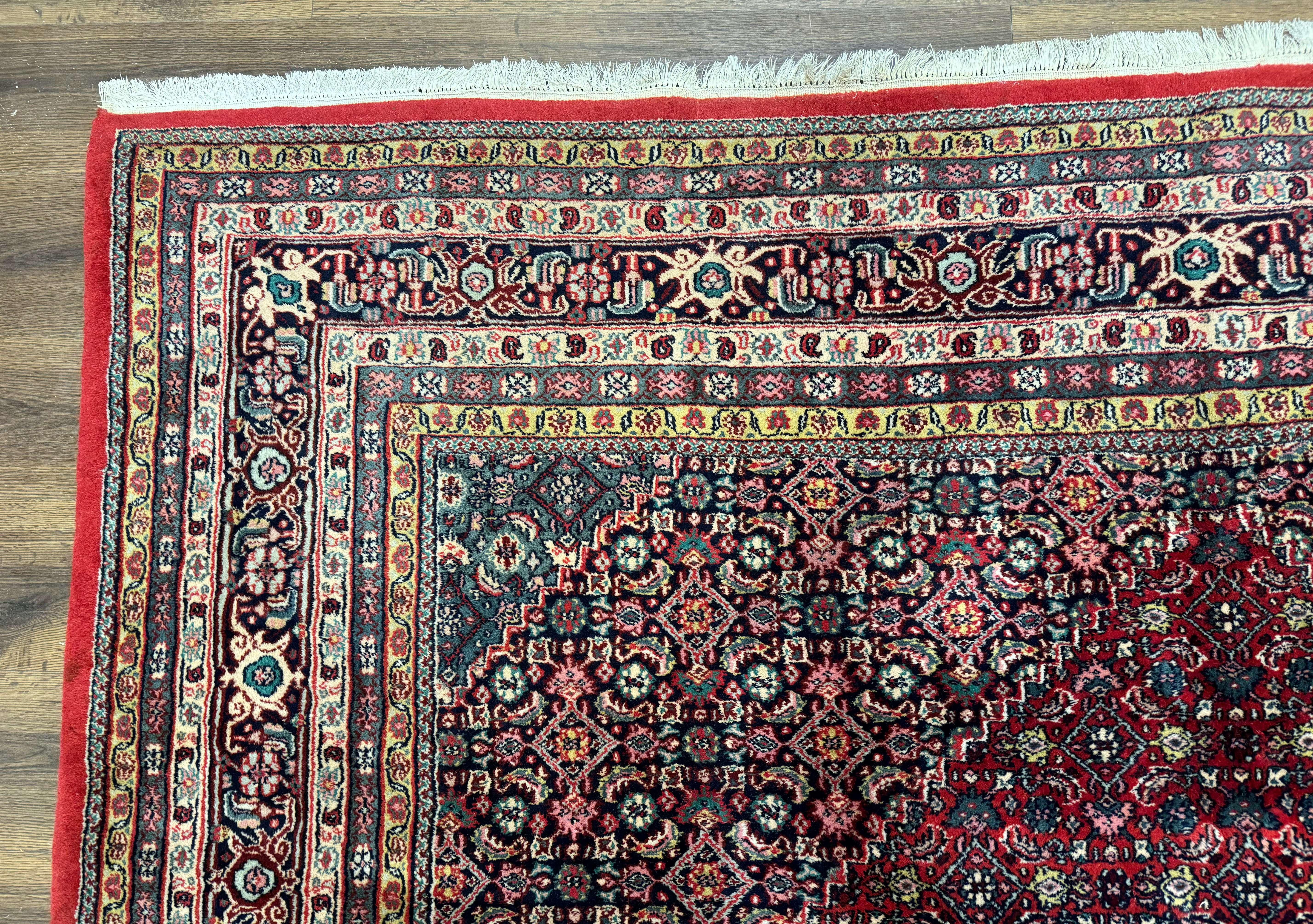 Indo Persian Bidjar Rug 8x10, Red, Herati Pattern, Soft Wool Pile, Vintage - Jewel Rugs