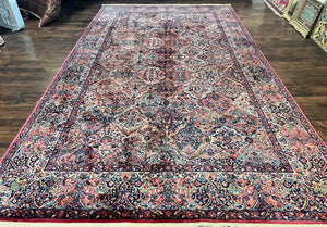 Karastan Rug 8.8 x 15, Multicolor Panel Kirman Rug #717, Large Wool Karastan Carpet, Vintage Multipanel Kirman, Original 700 Series