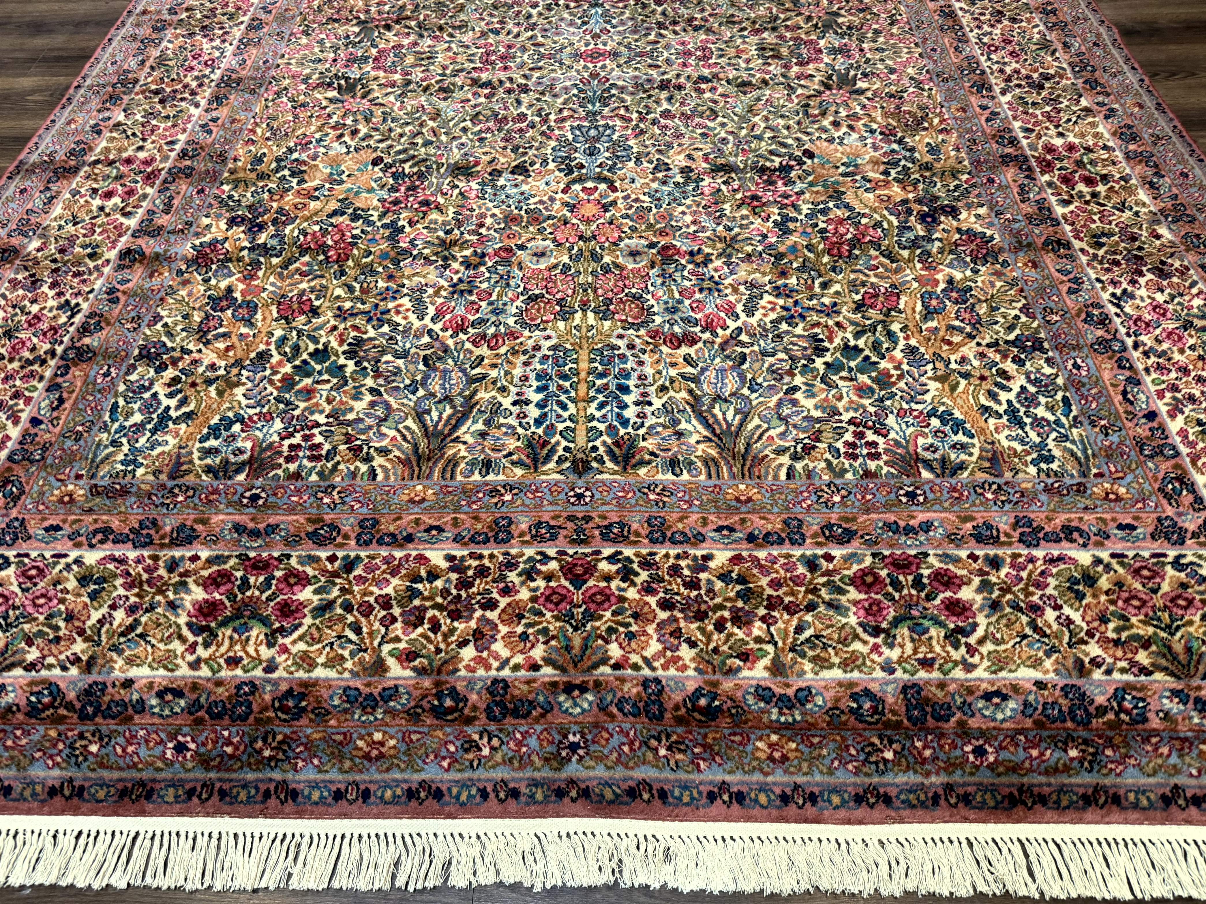 Karastan Rug 9x12, Lanamar Kirman #5519, Wool Antique Floral Karastan Carpet, Tree of Life Design - Jewel Rugs
