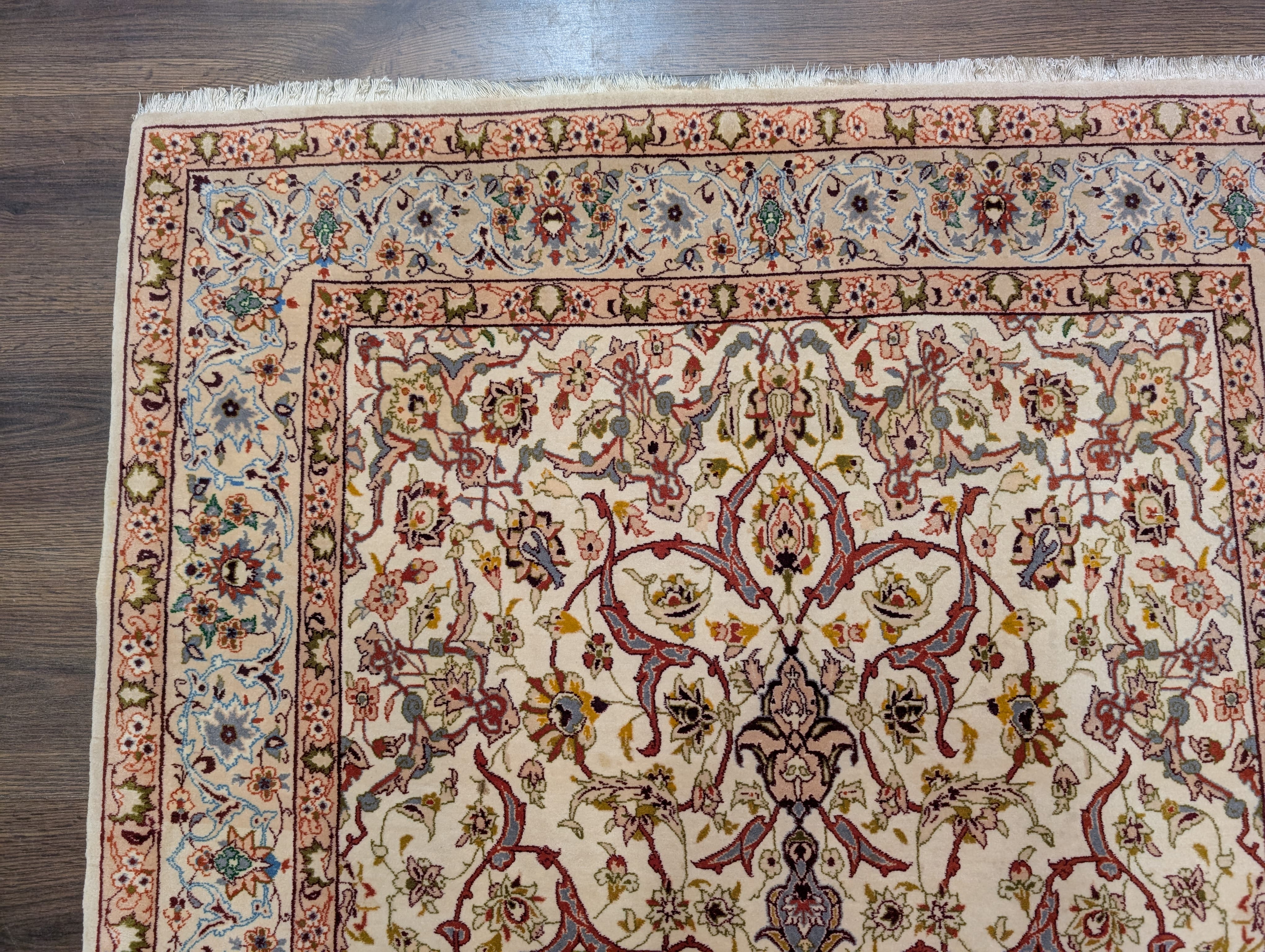 Persian Rug 4x6, Isfahan Rug, Very Fine 600 KPSI, Ivory, Hand Knotted, Silk Foundation - Jewel Rugs