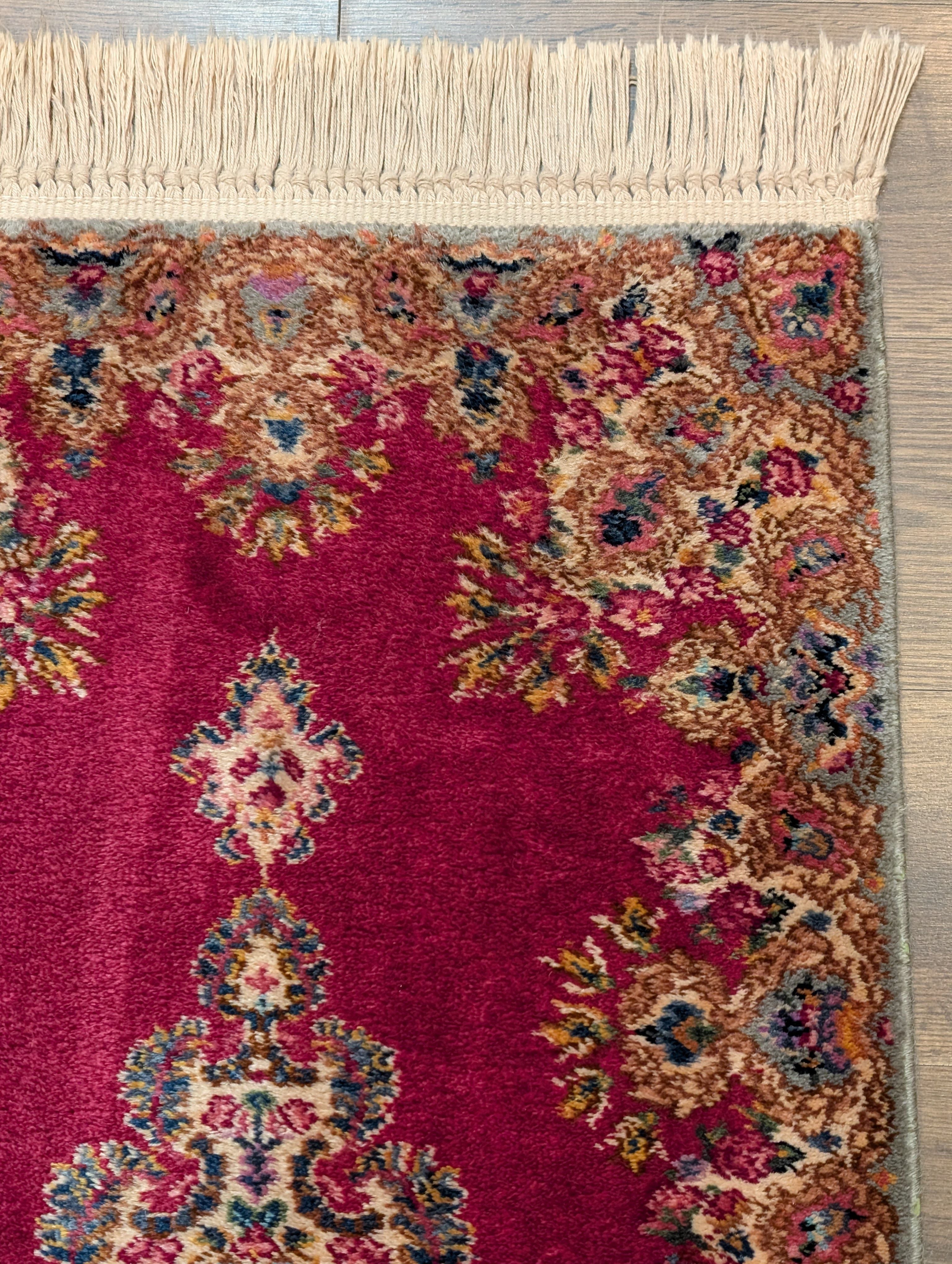 Karastan Rug 2x4 Kirman Red Medallion #762, Small Wool Karastan Rug - Jewel Rugs
