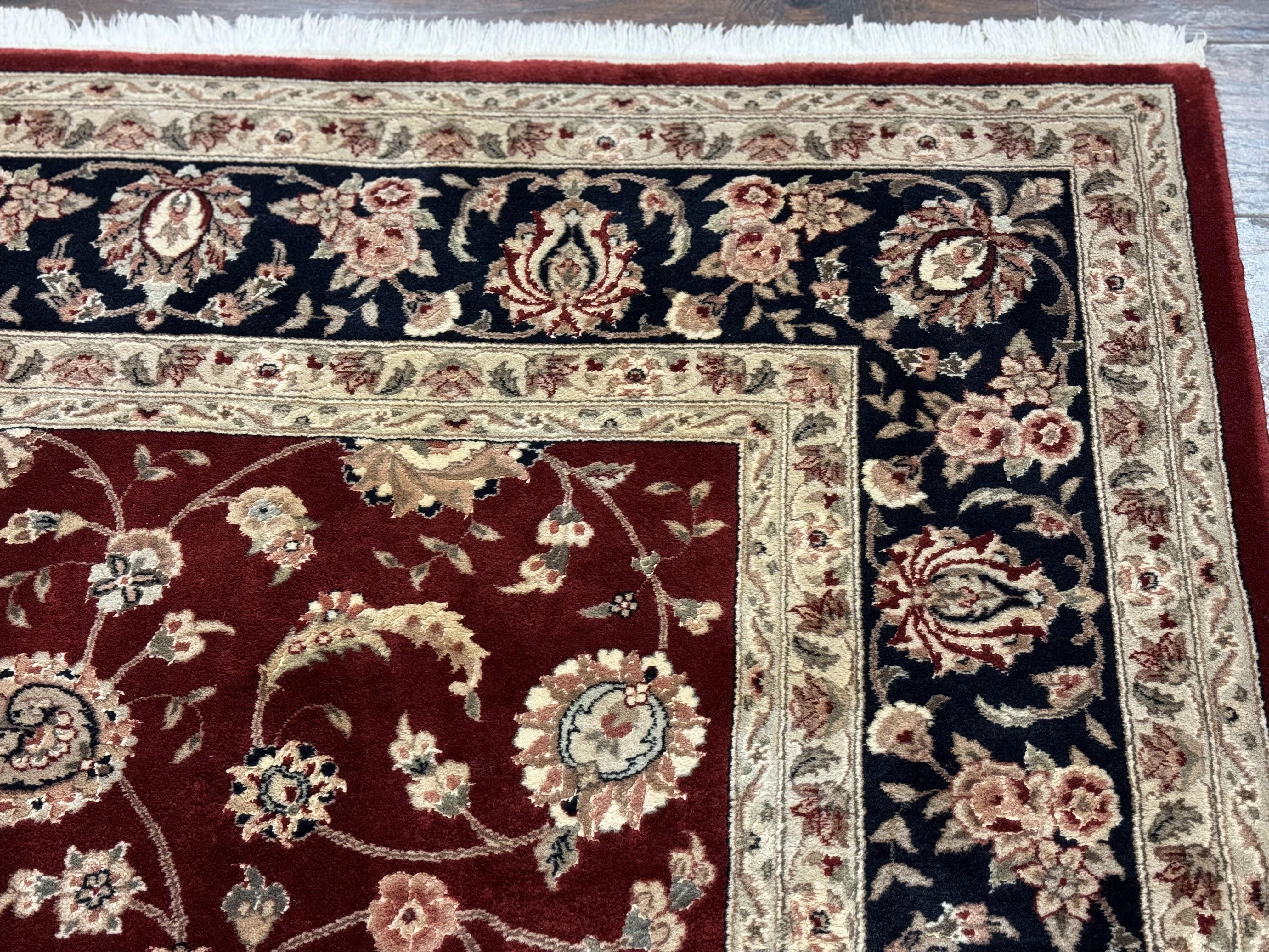 Maroon Persian Area Rug 8x10, Floral Allover, Pak Persian, Wool and Silk Highlights, Traditional Oriental Carpet - Jewel Rugs