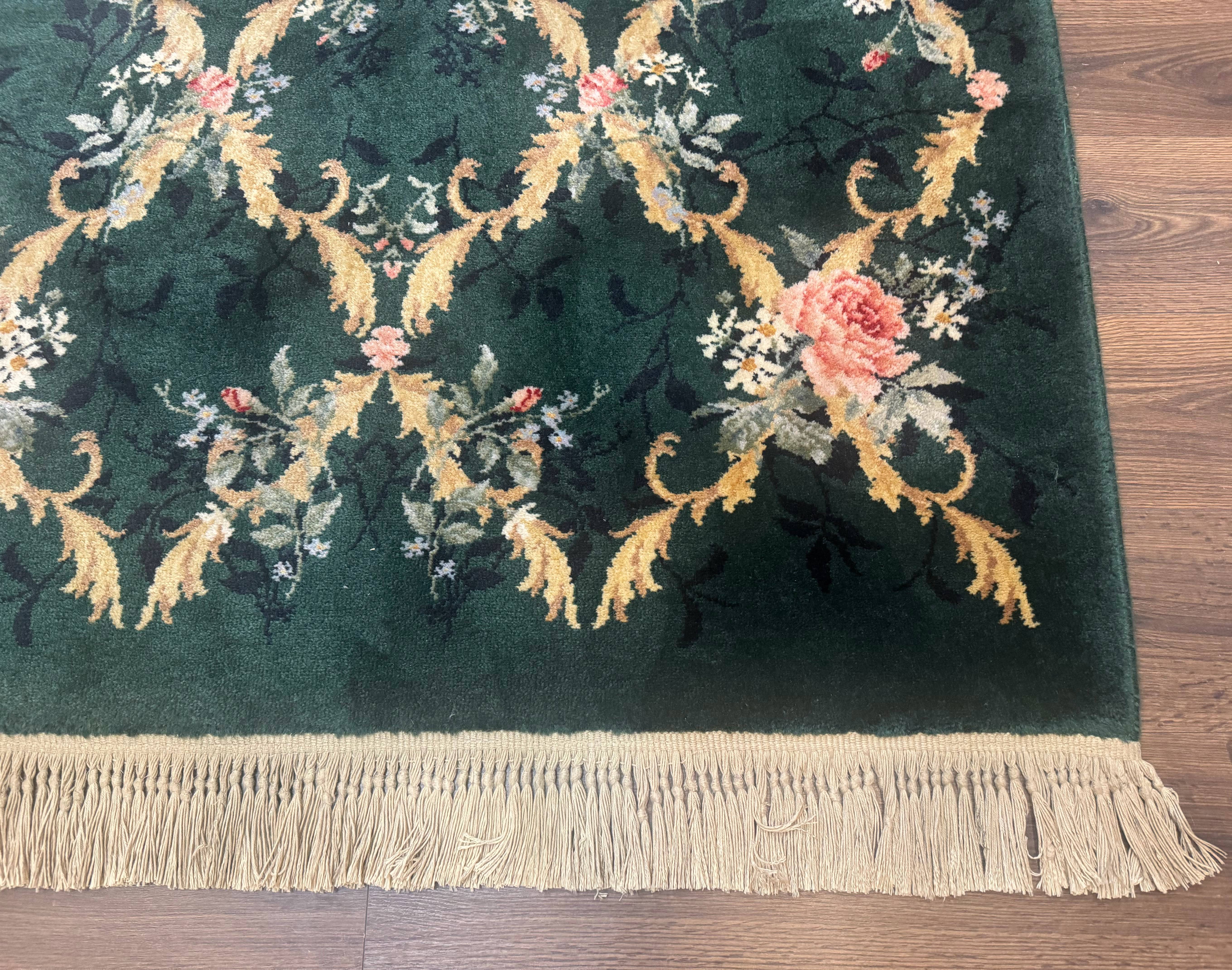 Karastan Garden of Eden Rug 4x6, Green Savonnerie 509/1733, Original Discontinued Vintage Karastan Carpet - Jewel Rugs