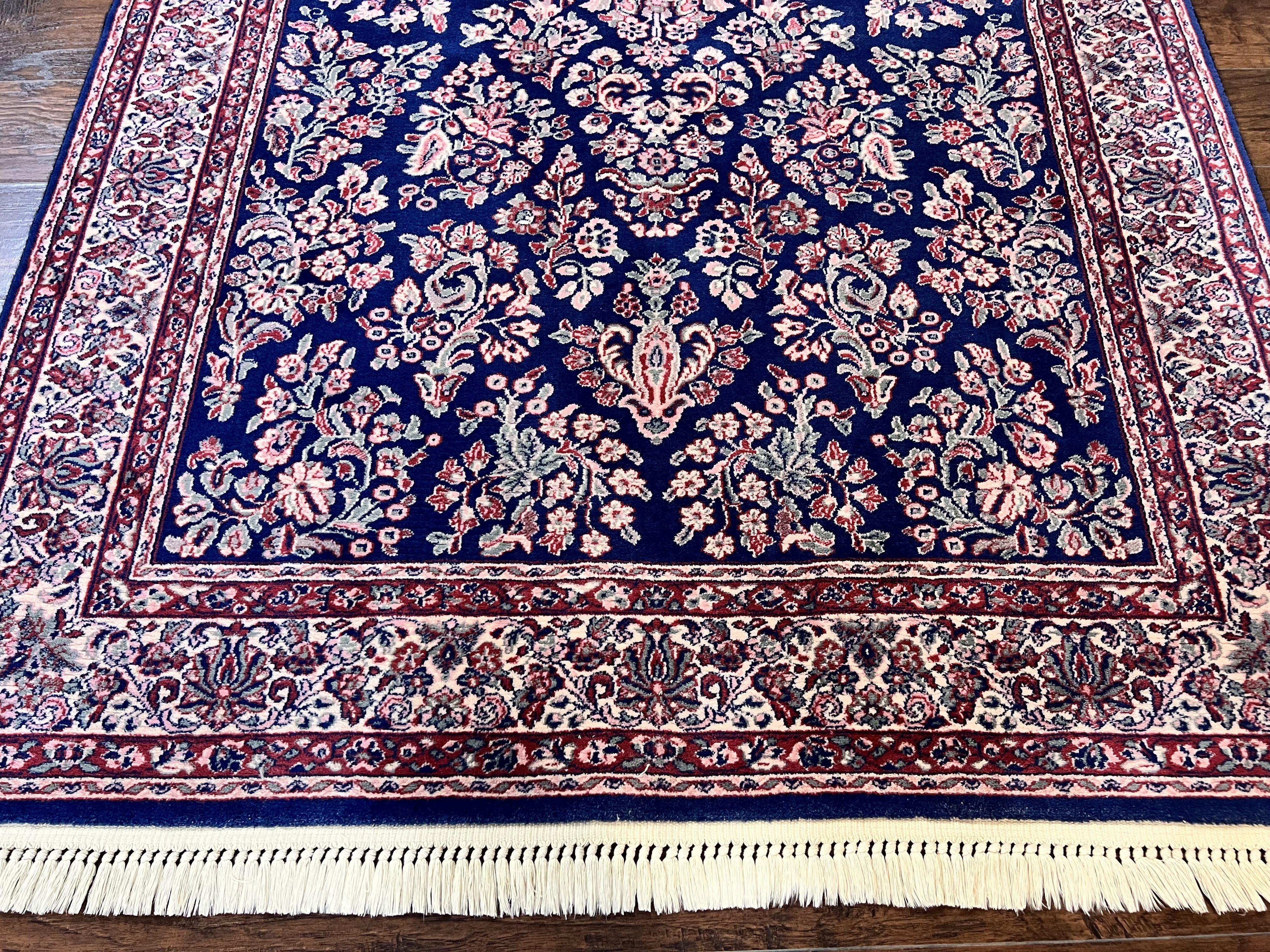 Karastan Kara Mar Rug 5.6 x 8.6, Navy Sarouk, Belgium Power Loomed