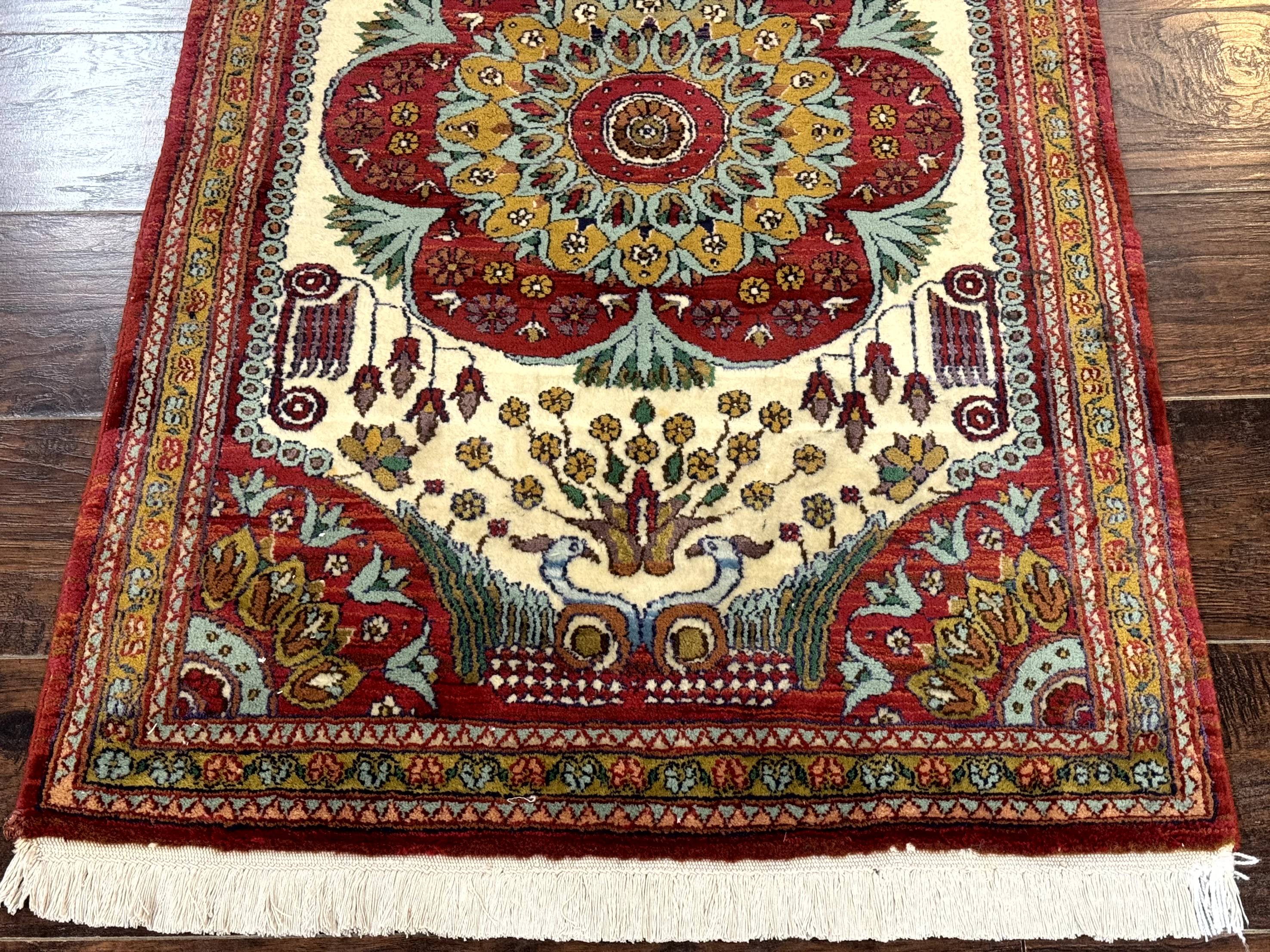 Persian Bijar Rug 2.6 x 4, Antique Carpet, Brick Red and Ivory - Jewel Rugs