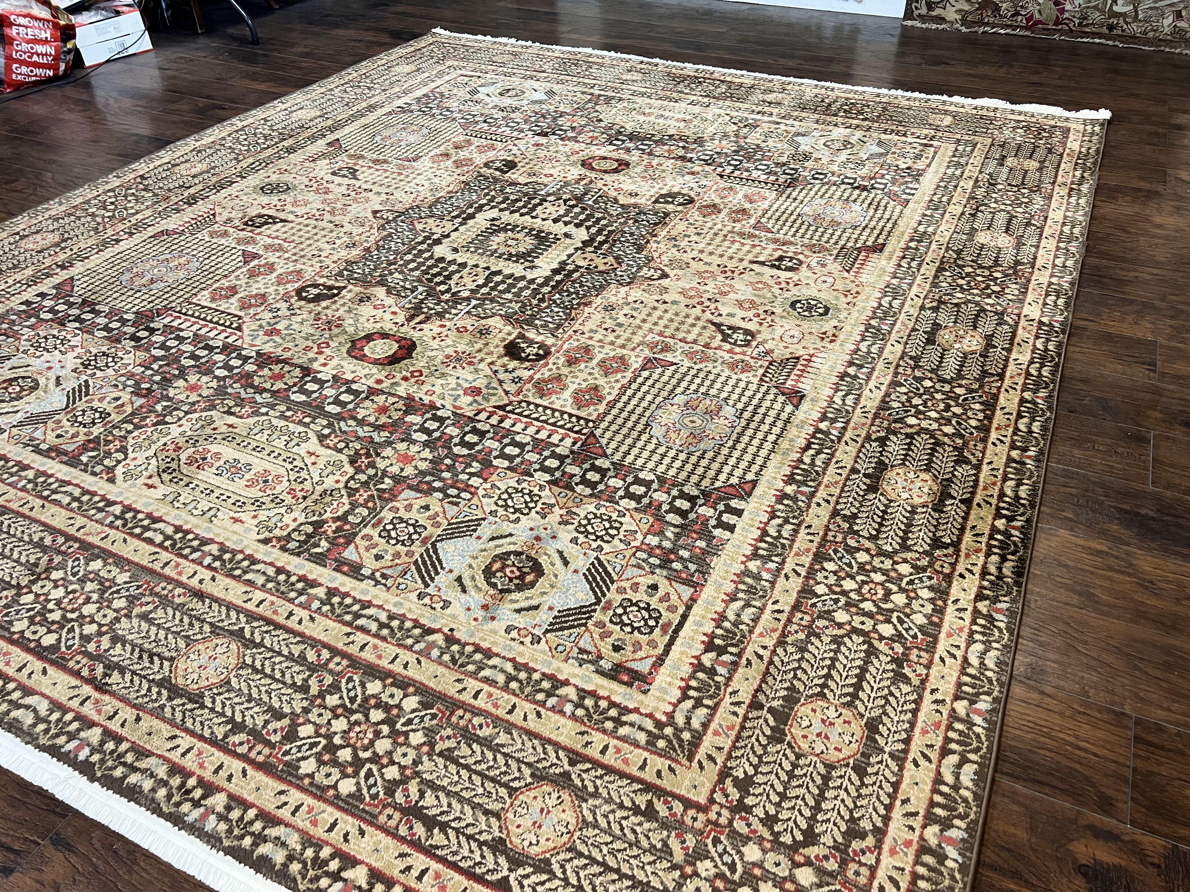 Room Sized Oriental Rug 10x11, Power Loomed Carpet, Tan Brown, Unique Loom - Jewel Rugs