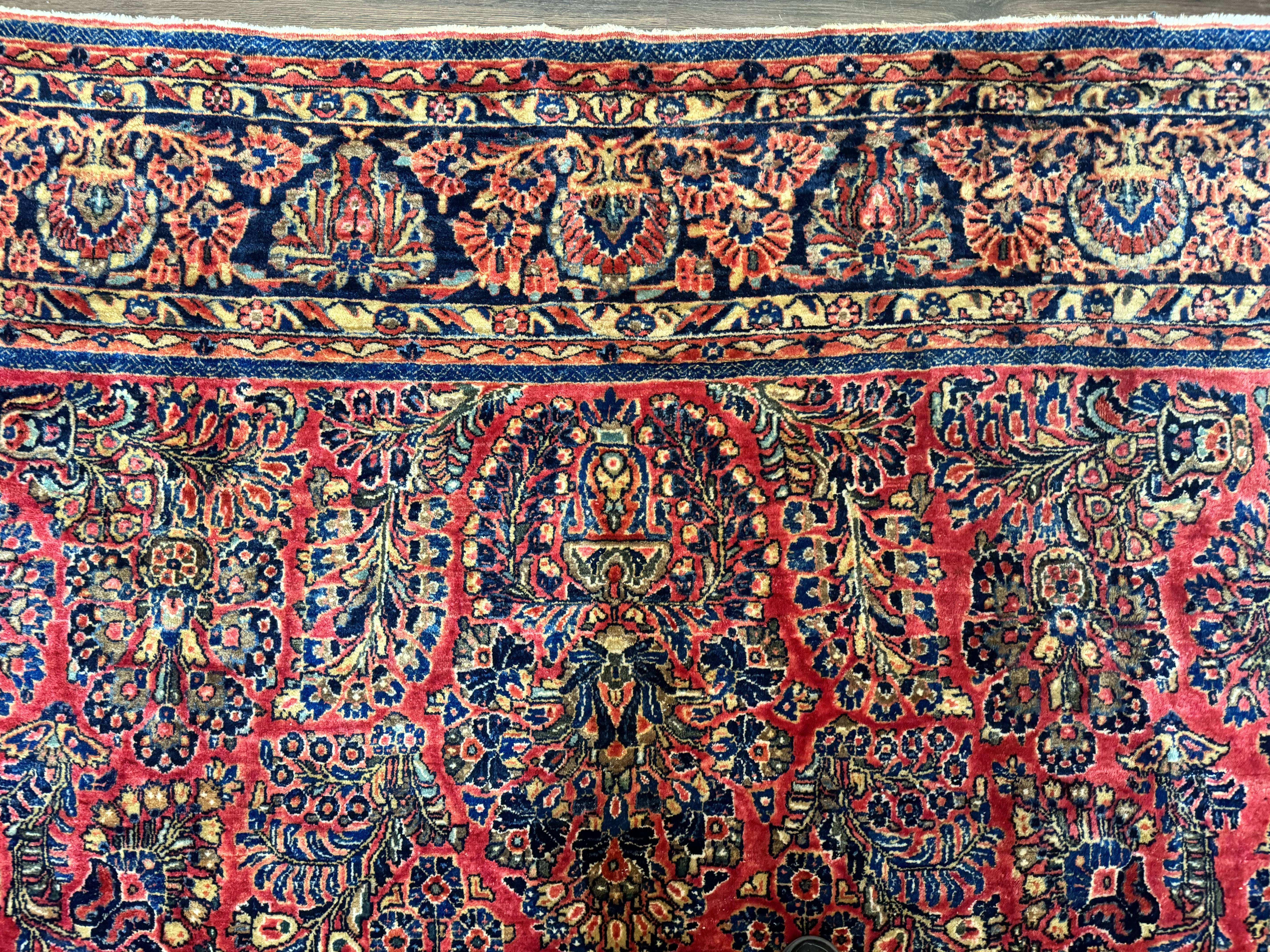 Palace Size Persian Sarouk Rug 10x16, Rare Size, Red, Large Antique Persian Carpet - Jewel Rugs