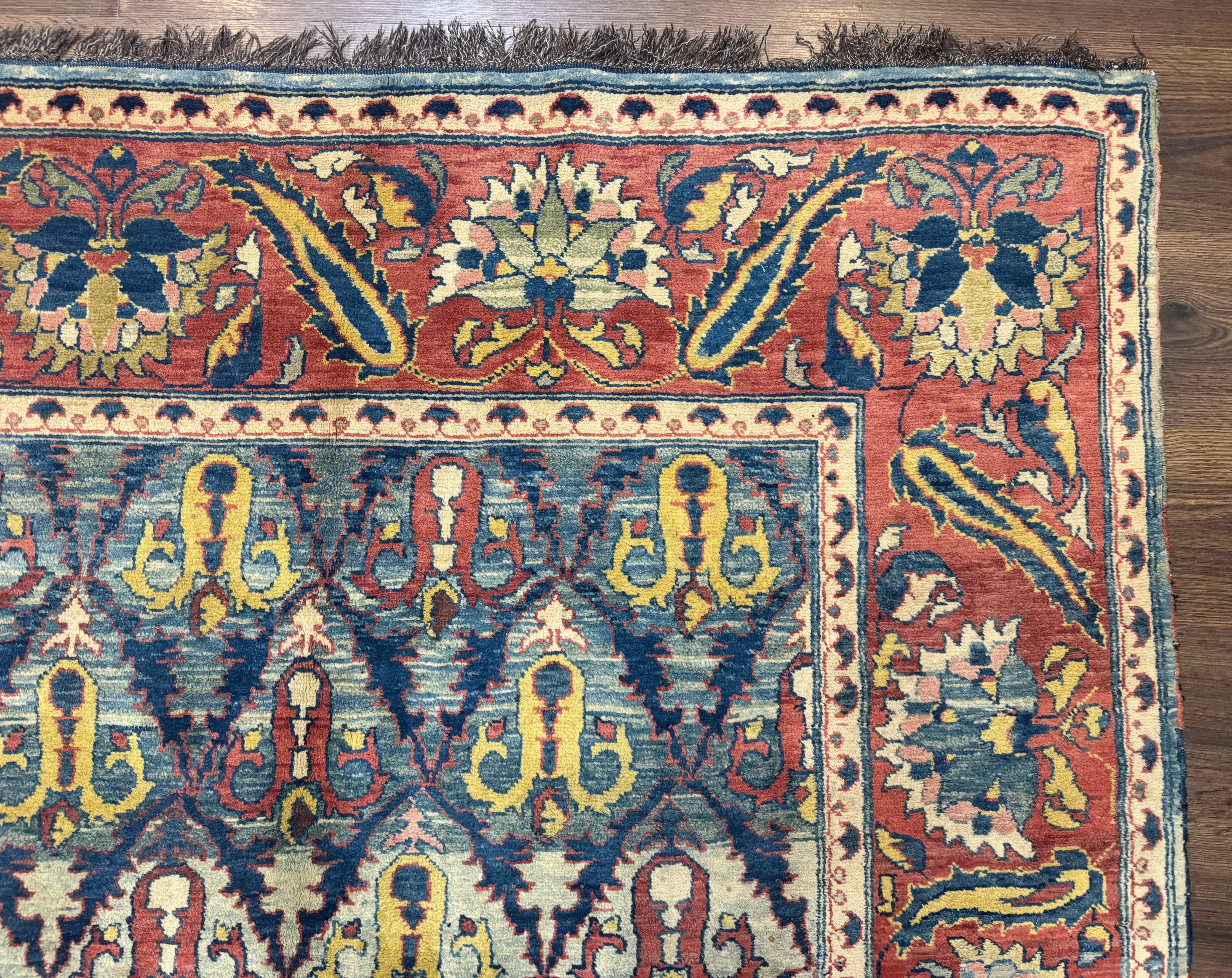 Pak Persian Rug 6x8, Blue Red Multicolor, Unique Design, Hand Knotted, Wool - Jewel Rugs