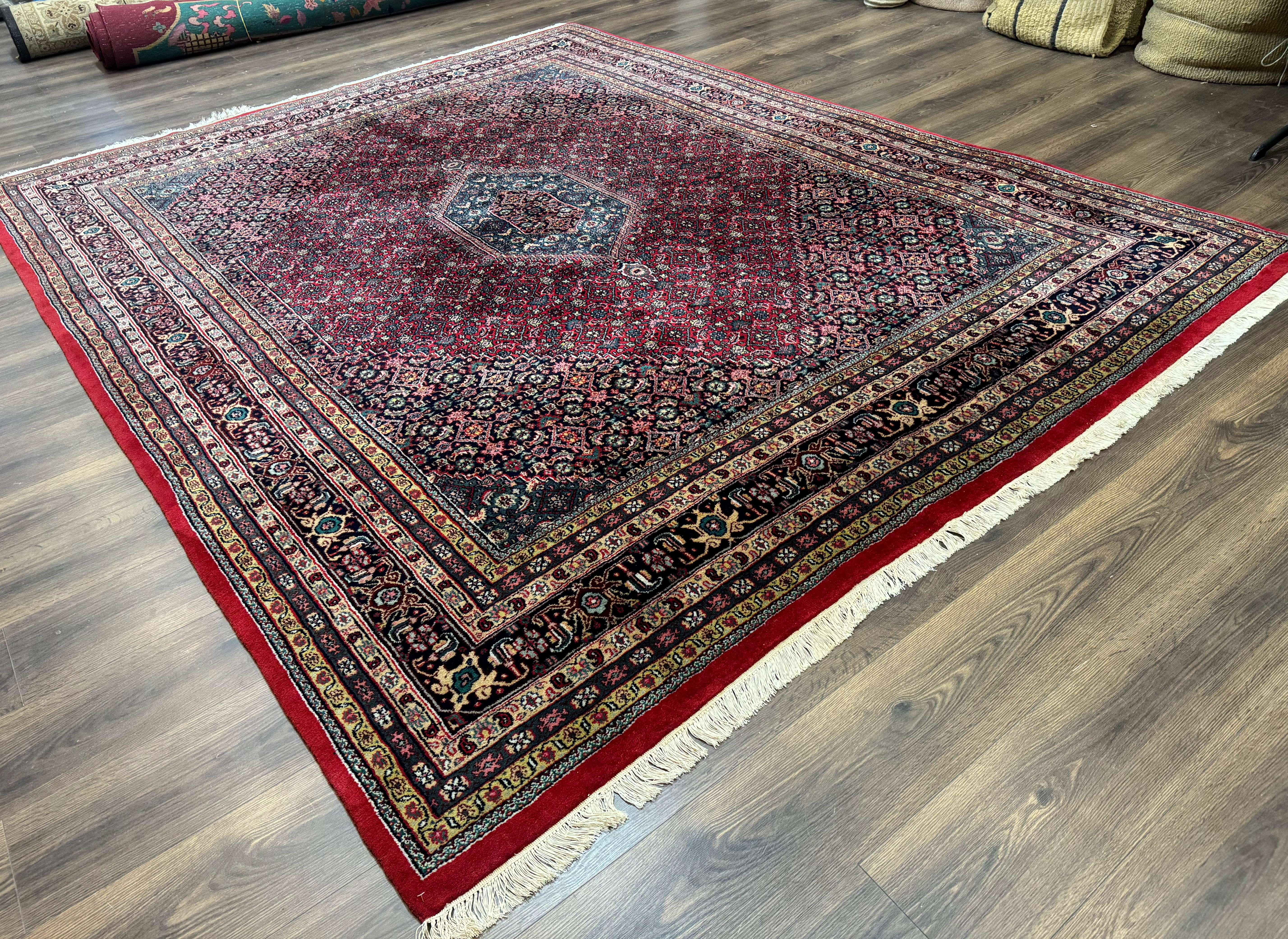 Indo Persian Bidjar Rug 8x10, Red, Herati Pattern, Soft Wool Pile, Vintage - Jewel Rugs