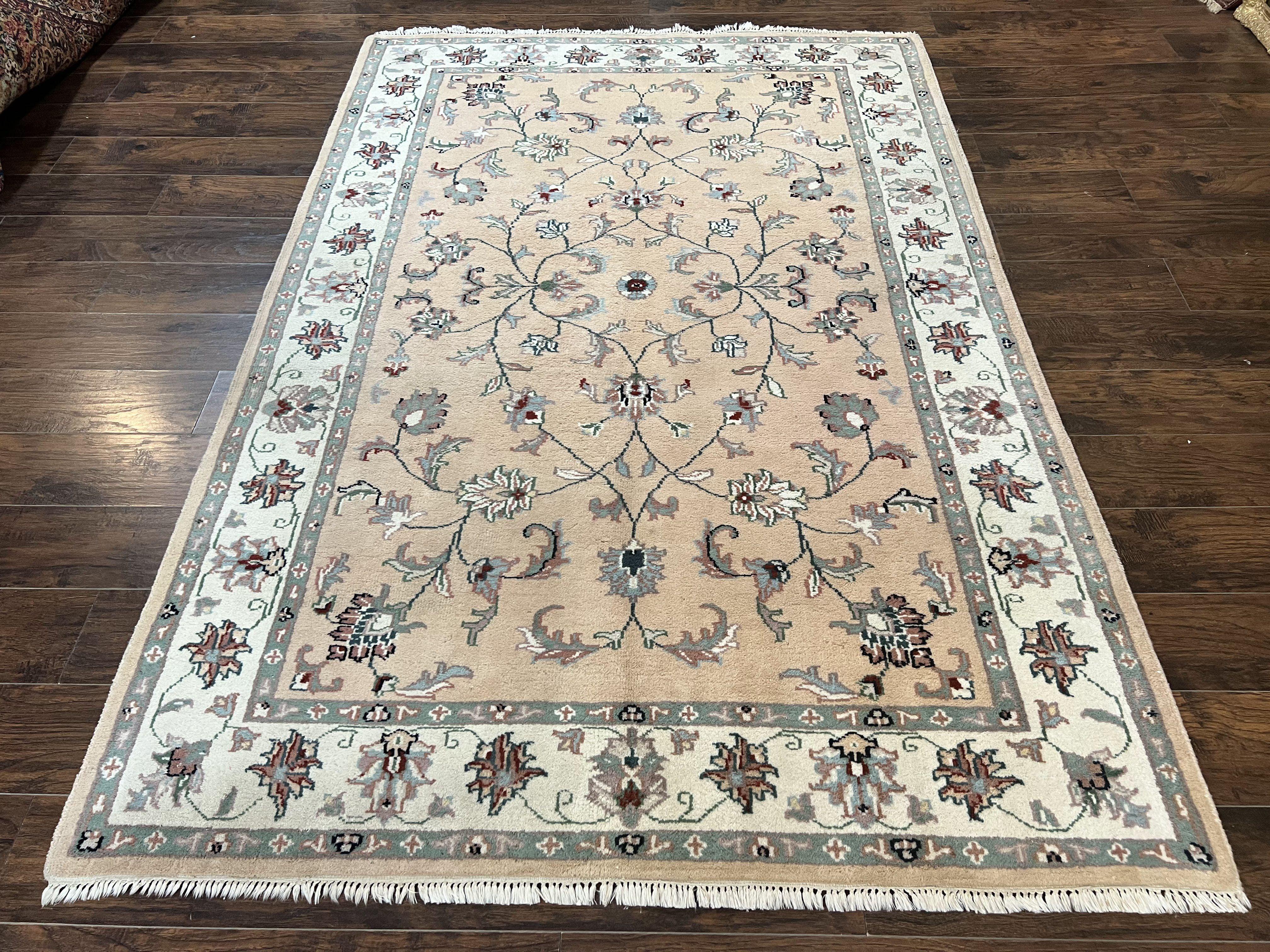 Indo Persian Rug 6x9, Handmade Vintage Wool Carpet, Floral Allover - Jewel Rugs