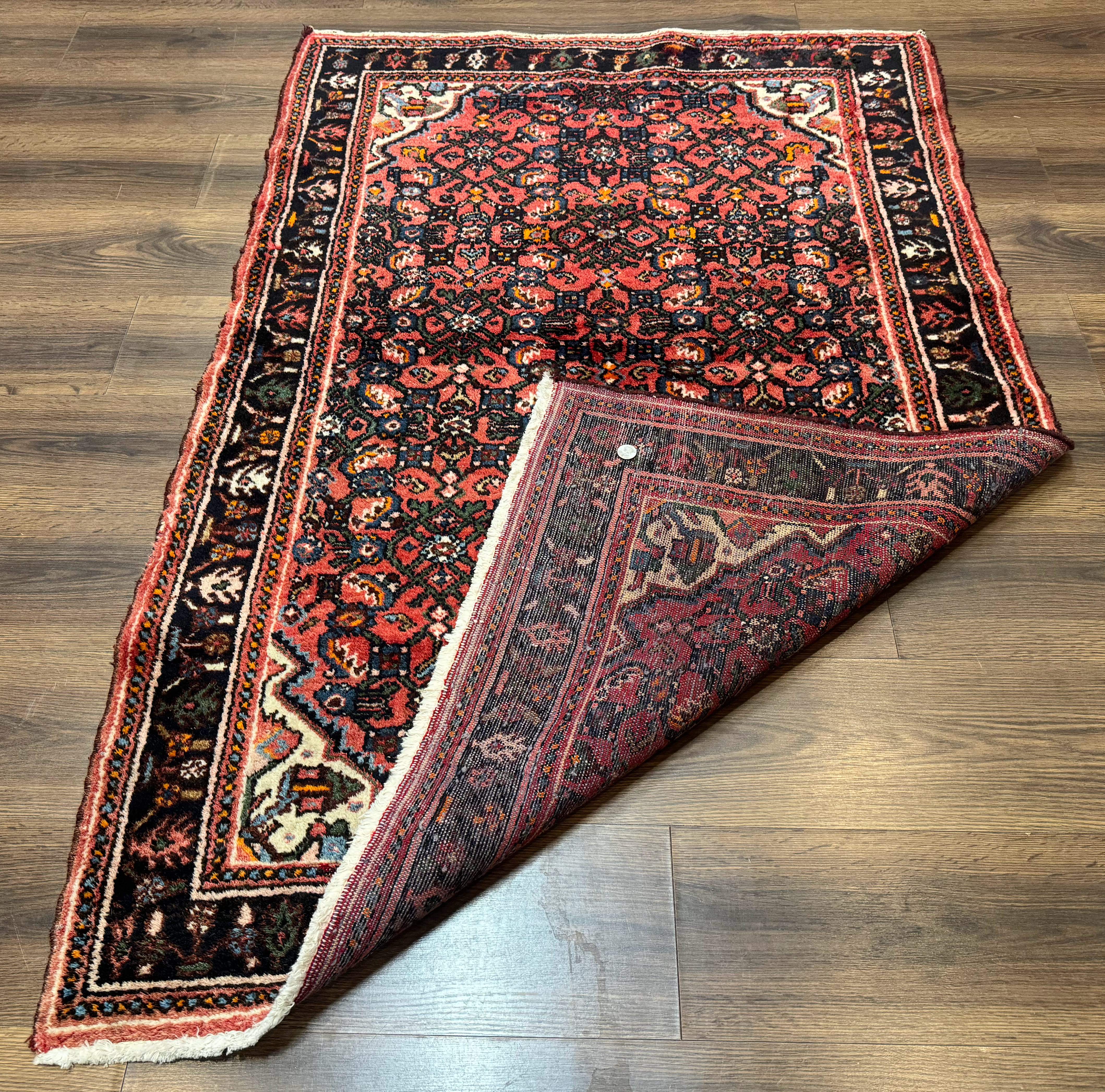 Antique Persian Hamadan Rug 4x5, Red, Allover Pattern - Jewel Rugs