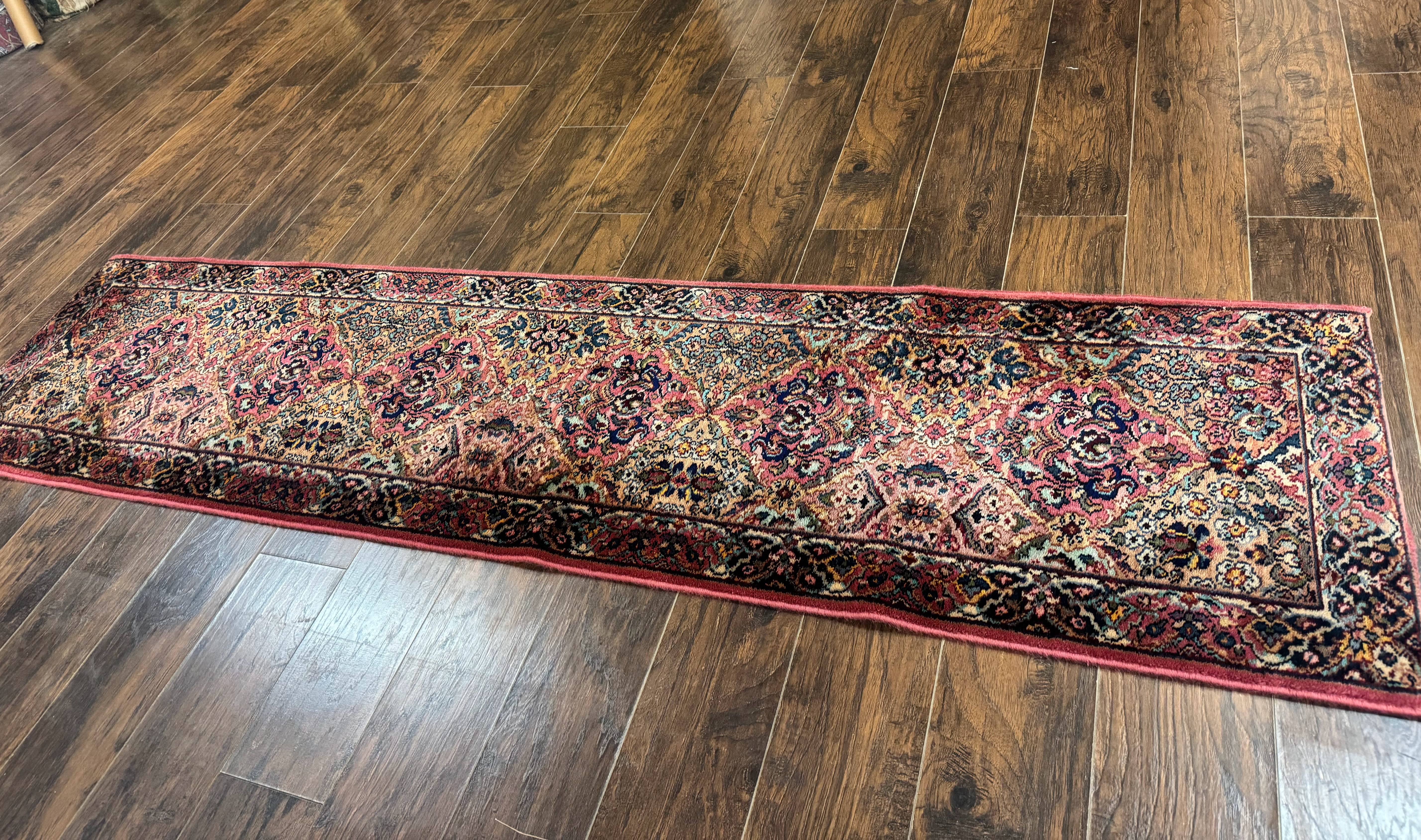 Karastan Runner Rug 2x9, Multicolor Panel Kirman Runner #717, Wool Pile, Original 700 Series, Vintage, Skinny Runner 2 x 9, Rare - Jewel Rugs